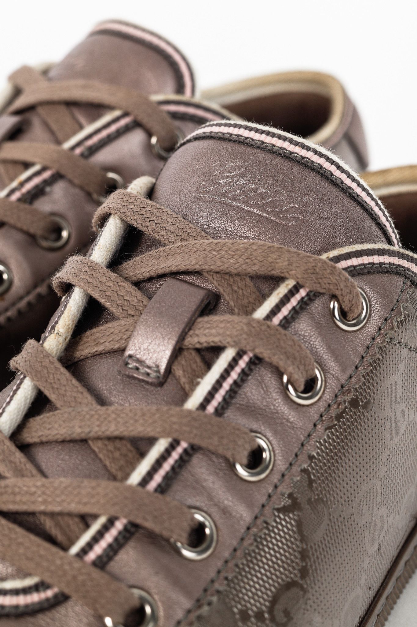 Gucci Gucci GG Imprime & Miro Soft Metallic Leather Sneakers Size US 7.5 / IT 37.5 - 7 Thumbnail