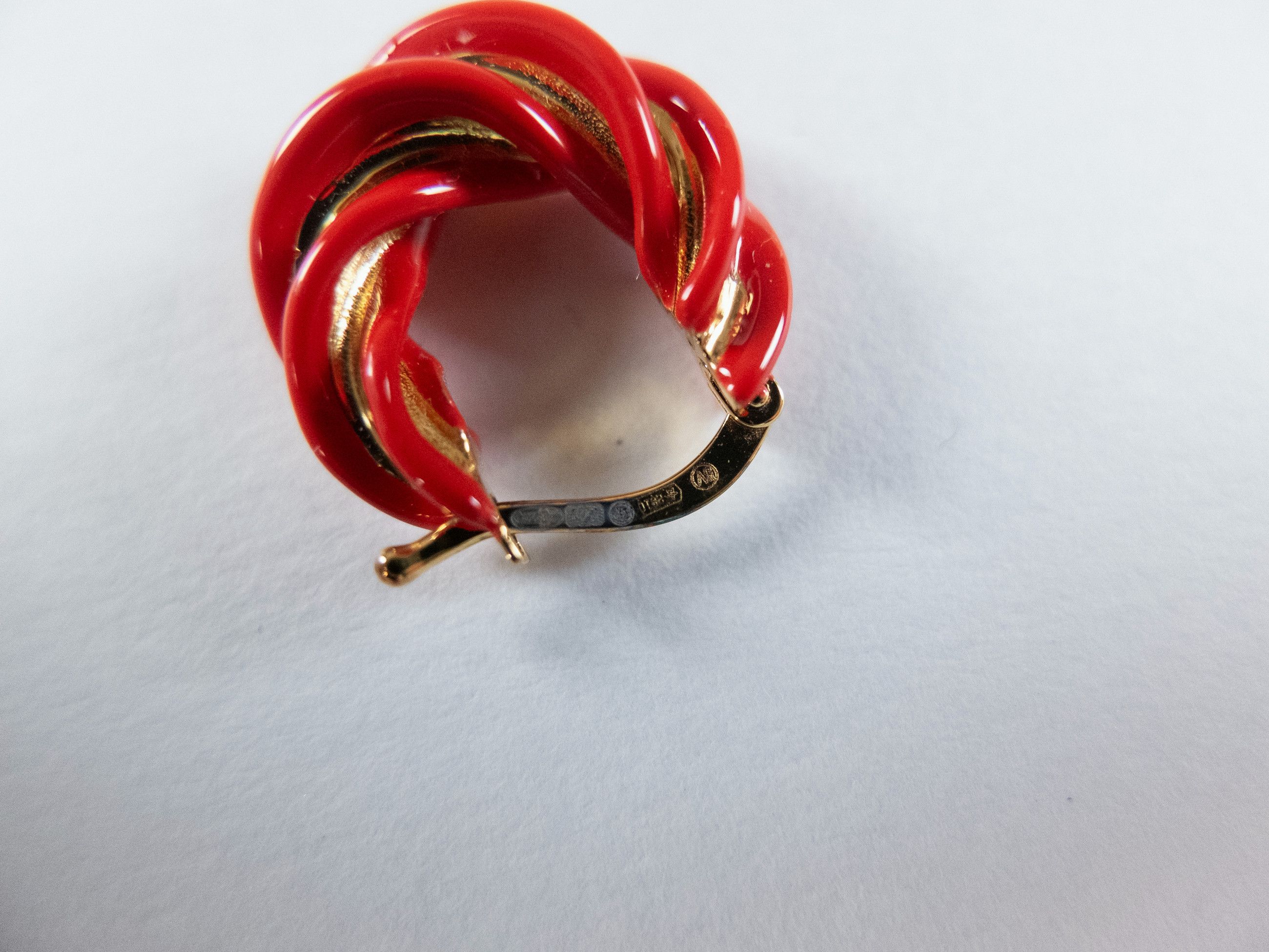 Bottega Veneta BOTTEGA VENETA Pillar twisted red silver hoop earrings q Size ONE SIZE - 8 Thumbnail
