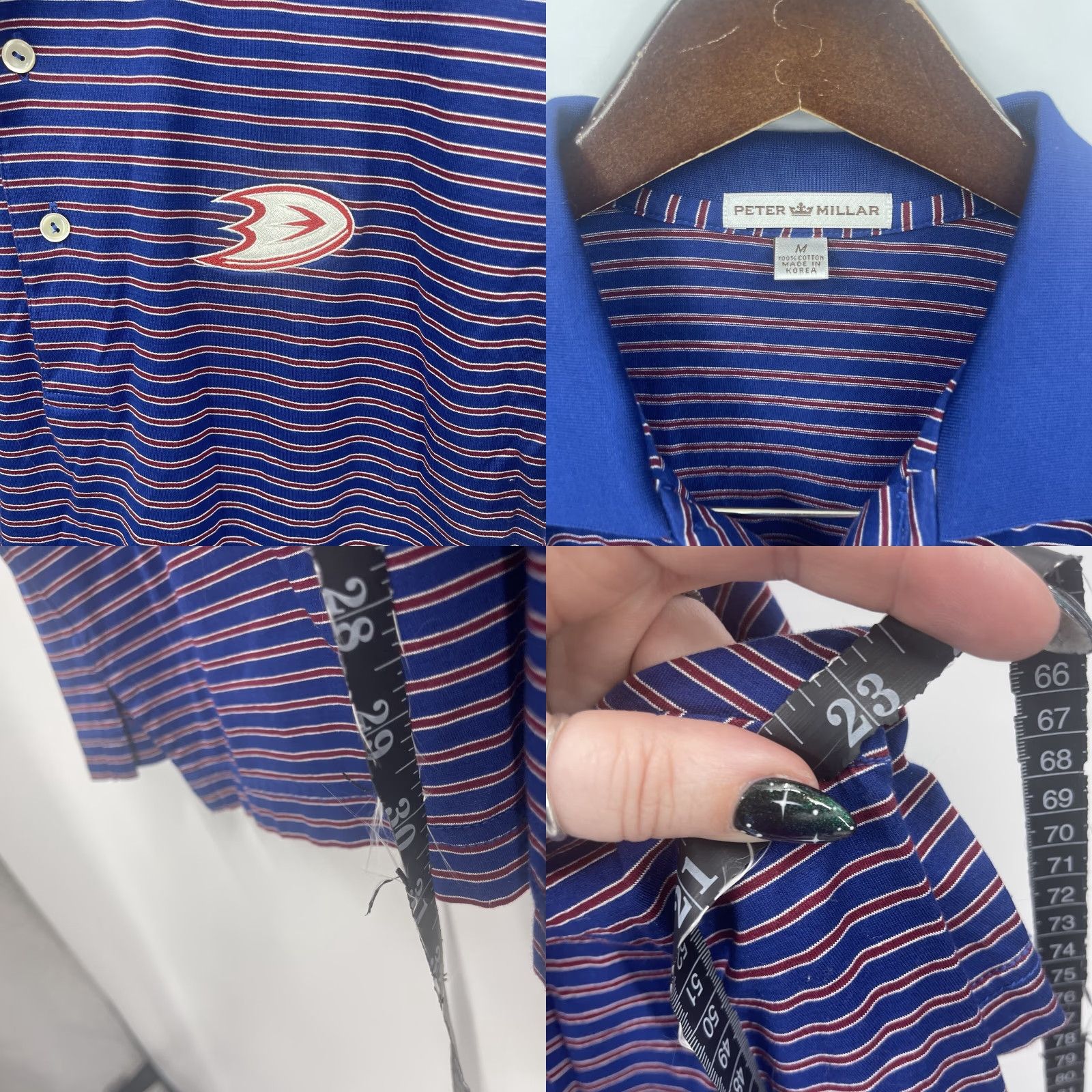 Peter Millar Peter Millar Polo Shirt Men M Red Blue Striped Short Sleeve Golf Preppy Dad Size US M / EU 48-50 / 2 - 8 Thumbnail