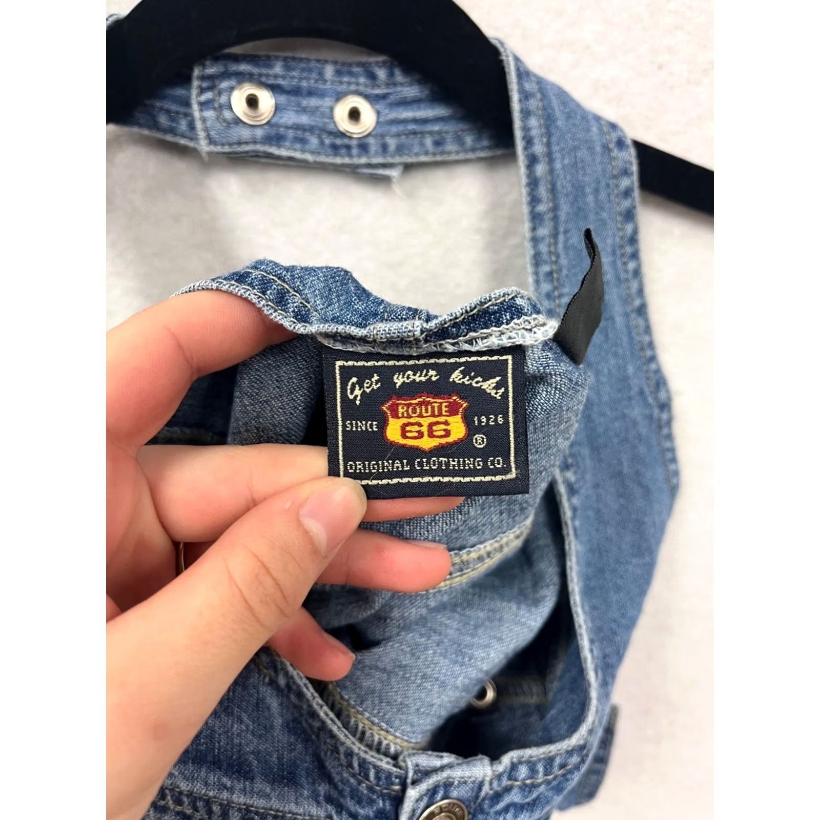 Route 66 Route 66 Denim Halter Top Tank Size 14 Unisex Adults Blue Cotton Denim 100% Button-front Pockets Halter Neck Adjustable Snap Closure Like New Size XL / US 12-14 / IT 48-50 - 3 Thumbnail