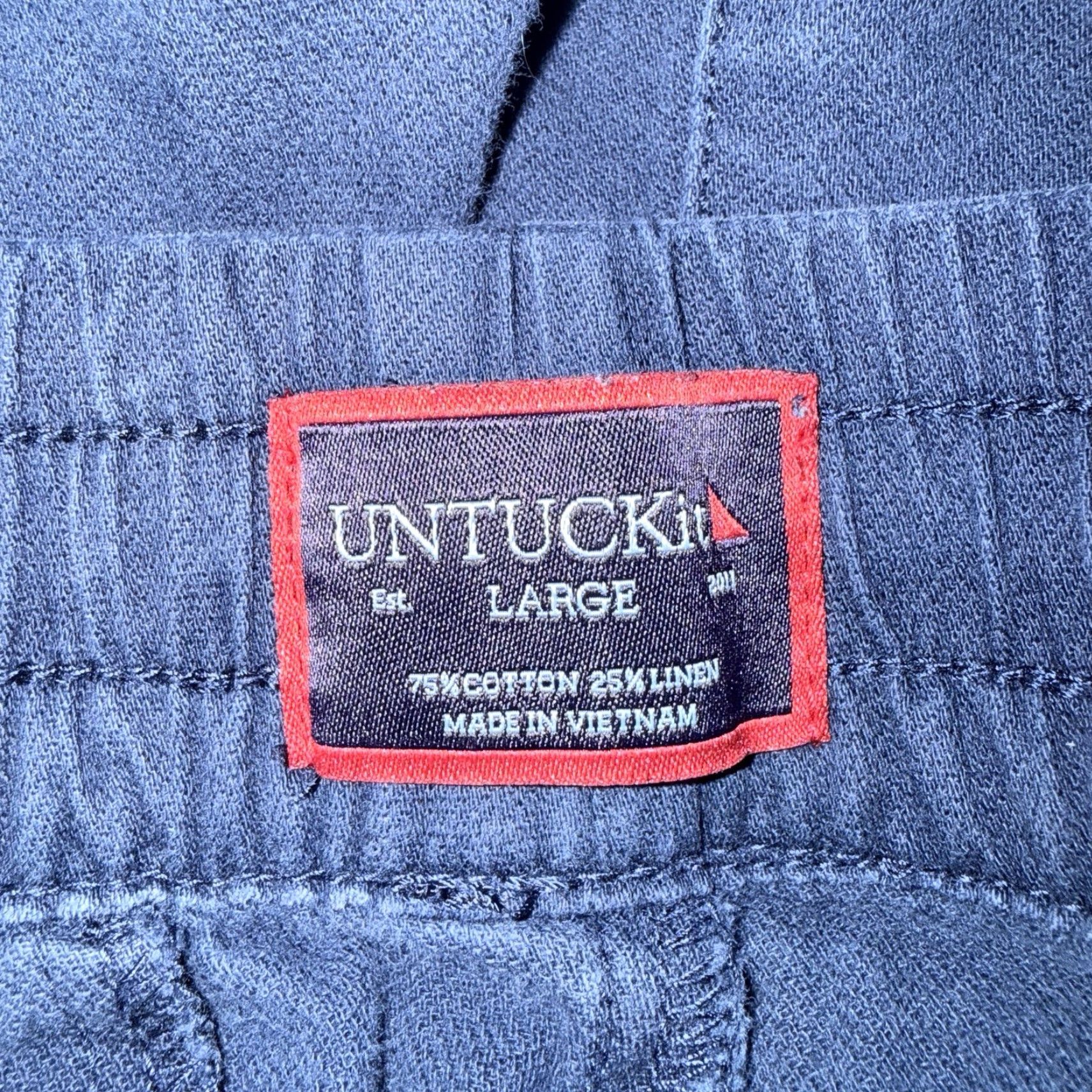 UNTUCKit UNTUCKit Cotton Linen Blend Drawstring Shorts Men L Blue Chino Casual (Mens) Size US 33 - 4 Thumbnail