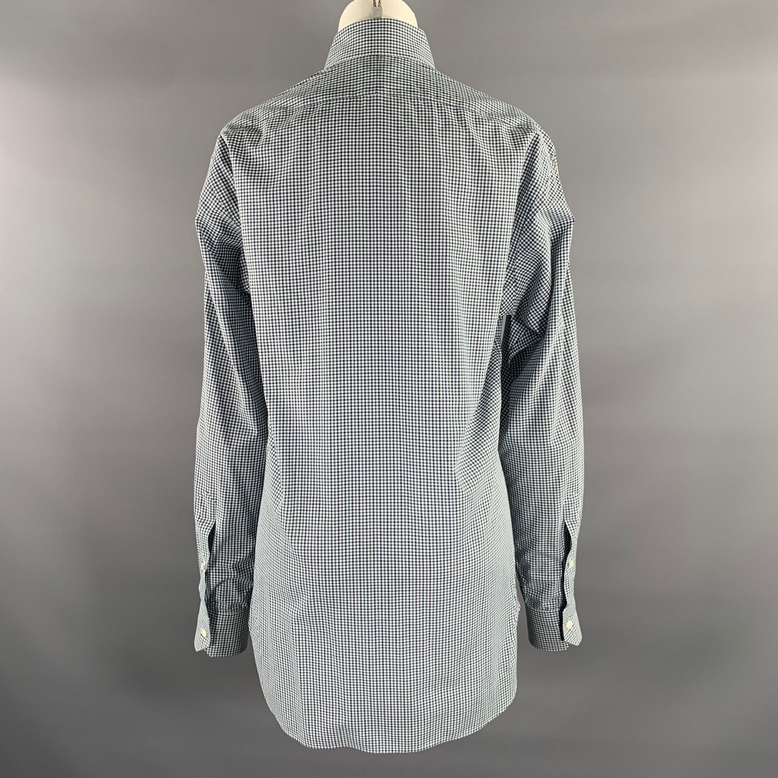 Hamilton HAMILTON S Blue Green Plaid Cotton Spread Collar Shirt Size US S / EU 44-46 / 1 - 3 Thumbnail