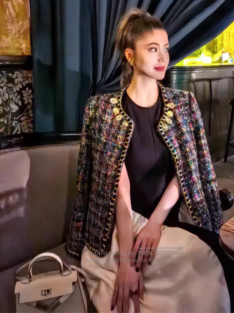 Chanel Chanel Colorful fine flashed bird grid woven tweed long-sl Size S / US 4 / IT 40 - 8 Thumbnail
