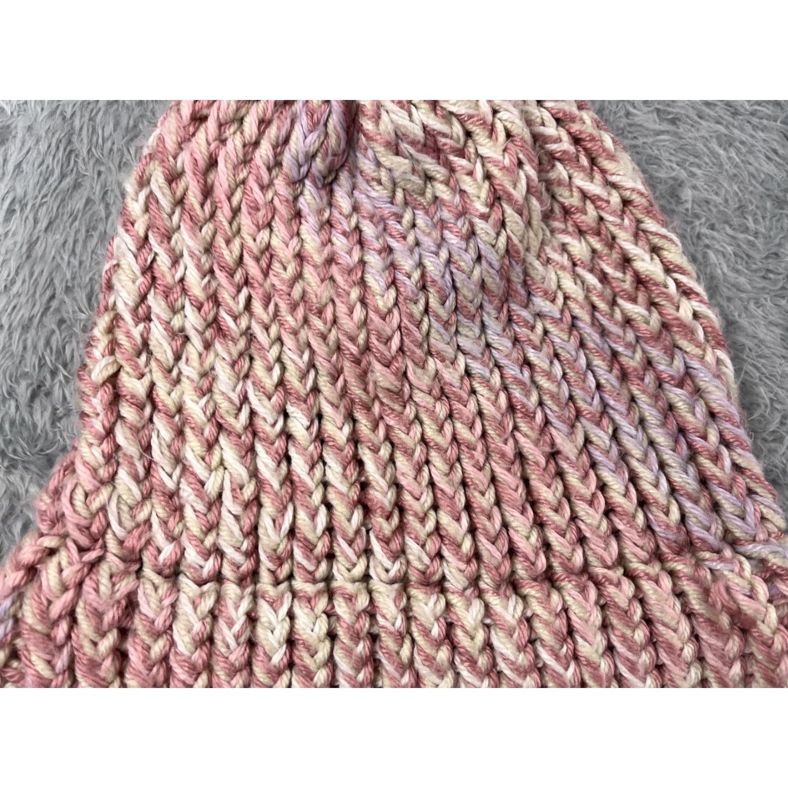 Vintage Handmade Beanie Toque Adult One Size Pink Purple Pastel Knit Acrylic Blend Snow Knit Hat Adults One Size Pink Beanie Size ONE SIZE - 2 Thumbnail