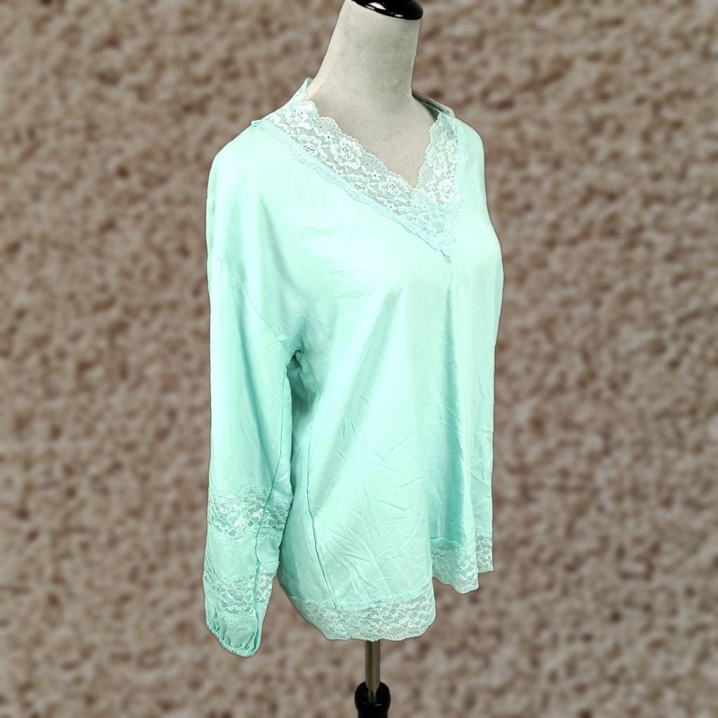Soft Surroundings Soft Surroundings Tunic Shirt Womens S Teal Blue Bohemian Classic Designer Lace NWT Size S / US 4 / IT 40 - 1 Thumbnail