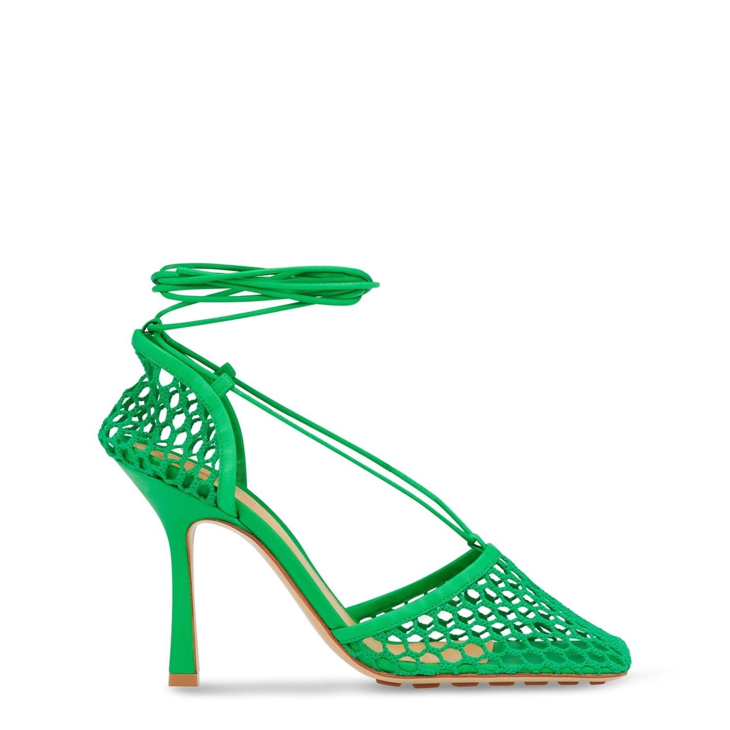 Bottega Veneta Bottega Veneta Web Stretch 9cm Heels in Green Size US 8 / IT 38 - 1 Thumbnail