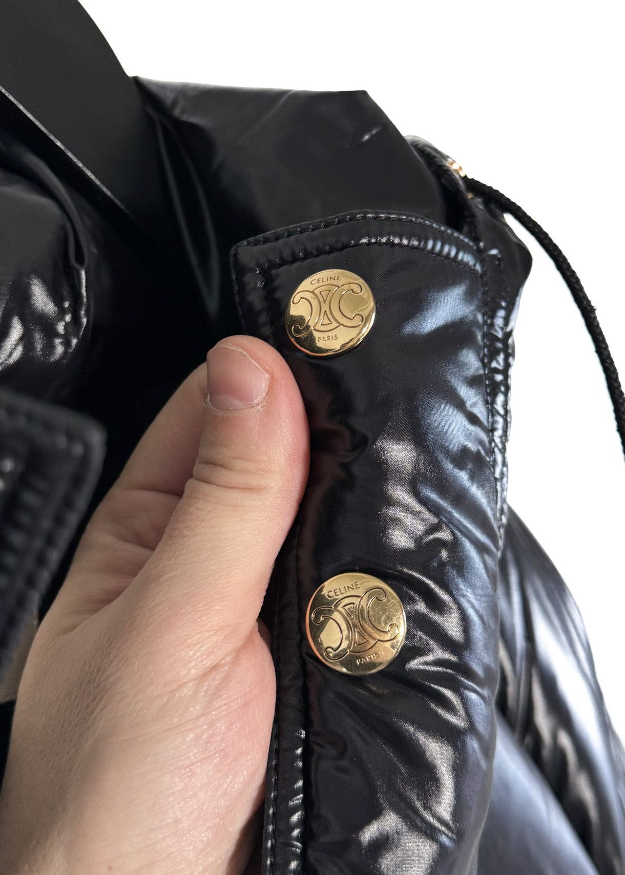 Celine Celine Gold Buttons Triomphe Patch Black Puffer Jacket Size S / US 4 / IT 40 - 10 Thumbnail