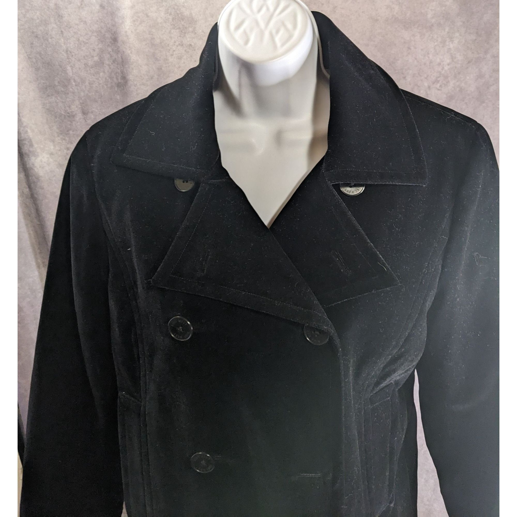 Nine West Nine West Black Velvet Double-Breasted Peacoat Medium Quilte Size M / US 6-8 / IT 42-44 - 9 Thumbnail
