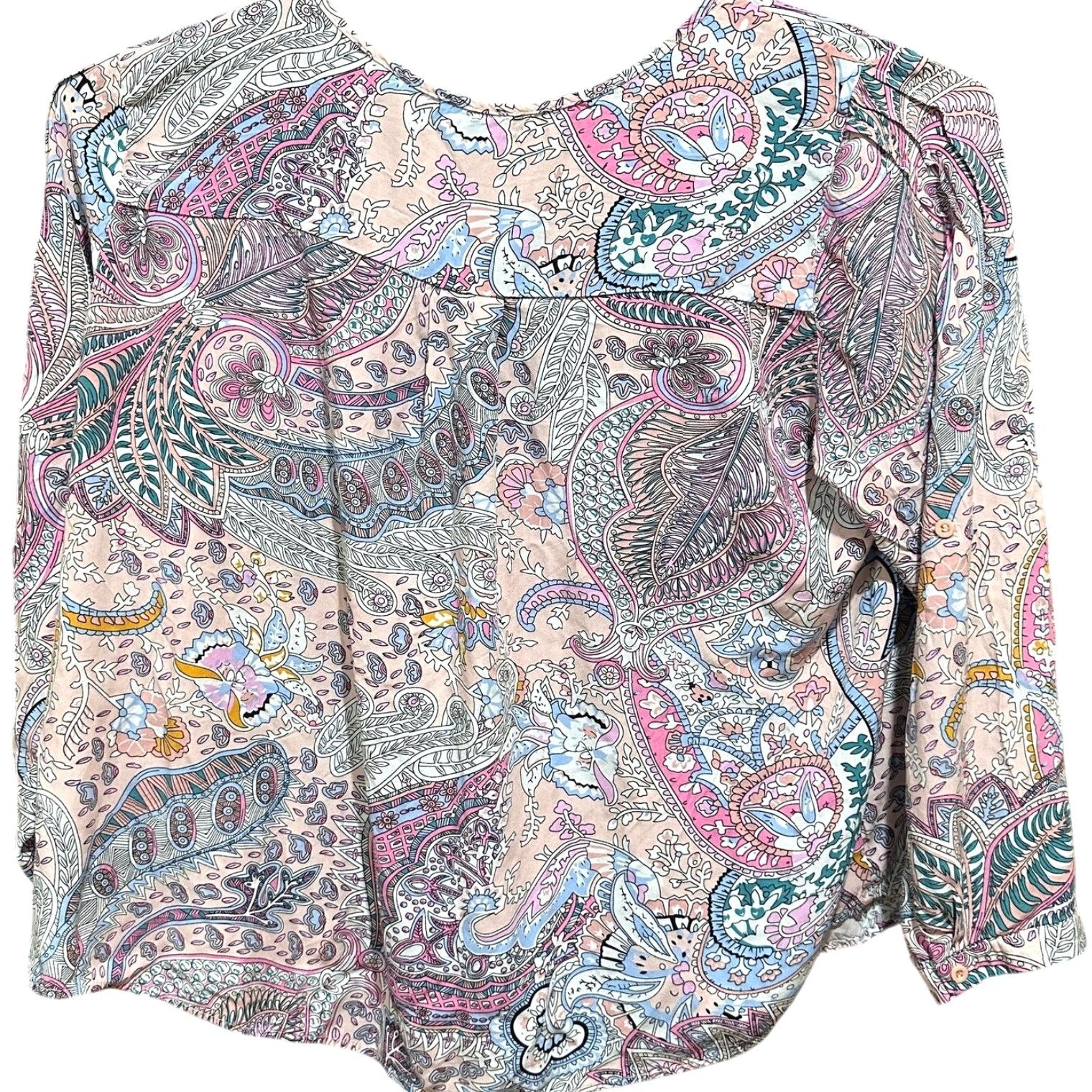 Vintage Suzanne Betro Blouse Plus 3X Pink Paisley Boho Tunic Long Sleeve Casual Womens Shirt Blouse Ceramic? Size XXL / US 16-18 / IT 52-54 - 3 Thumbnail