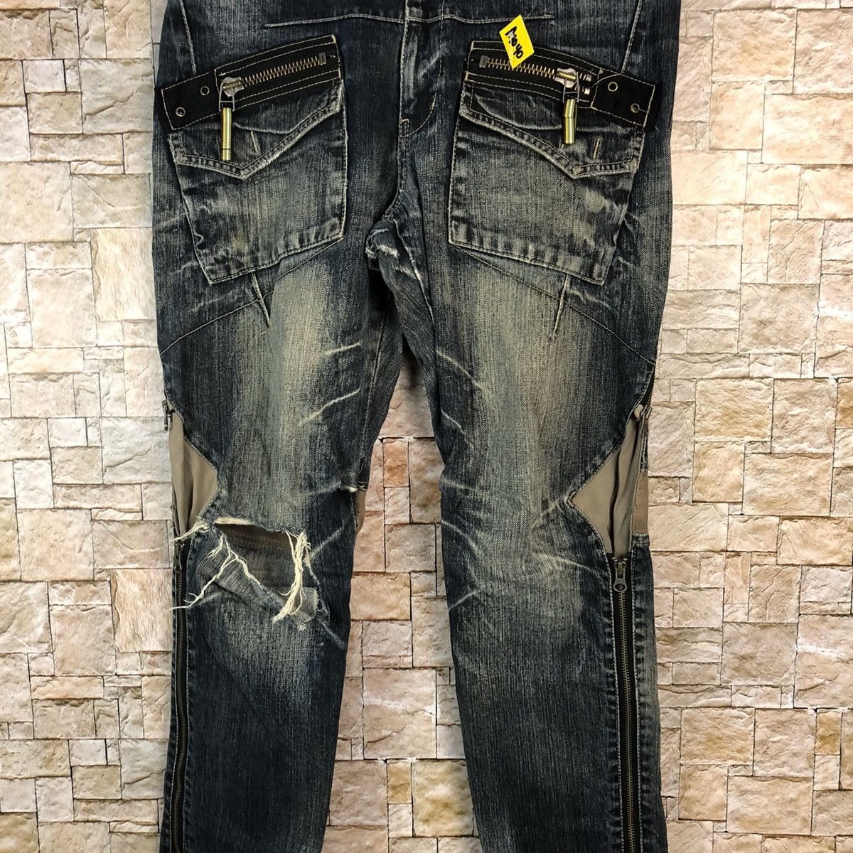 PPFM PPFM Blue Distressed ripped punk Denim Pants #A1040 Size US 33 - 6 Thumbnail