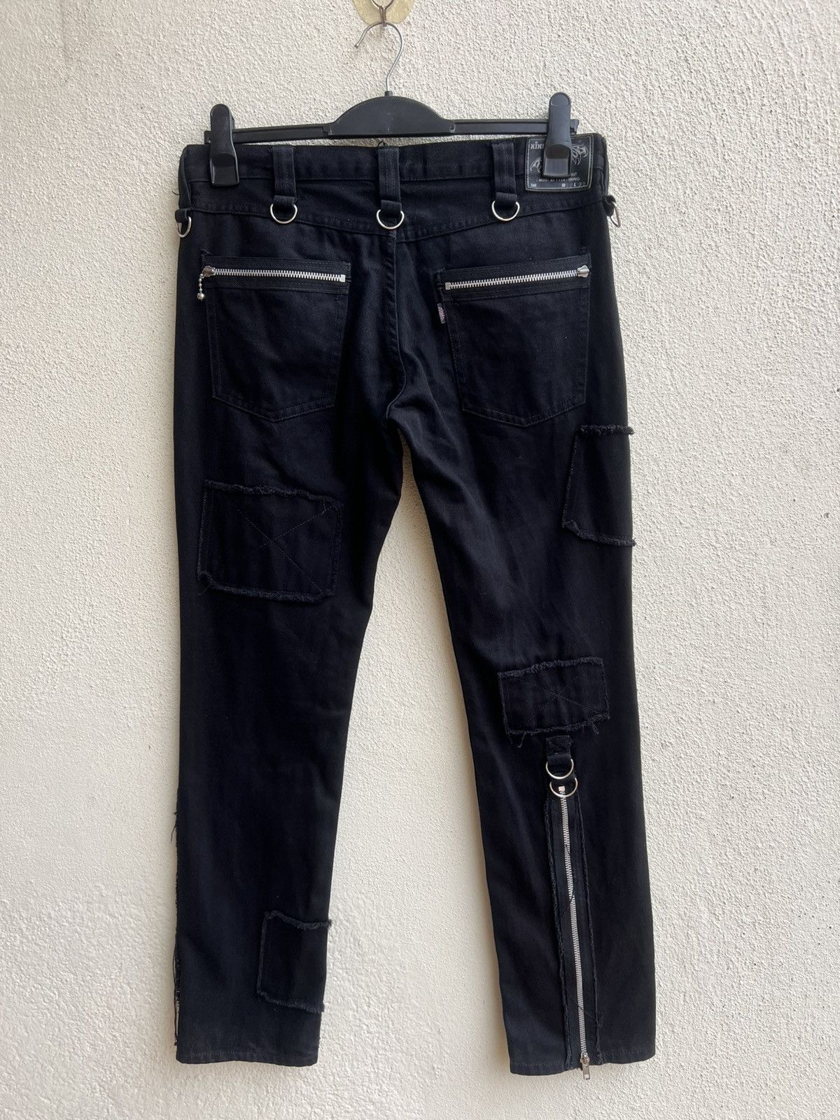 Japanese Brand Vintage King Mob Japan Black Denim Bondage Trouser Jeans Size US 32 / EU 48 - 2 Thumbnail