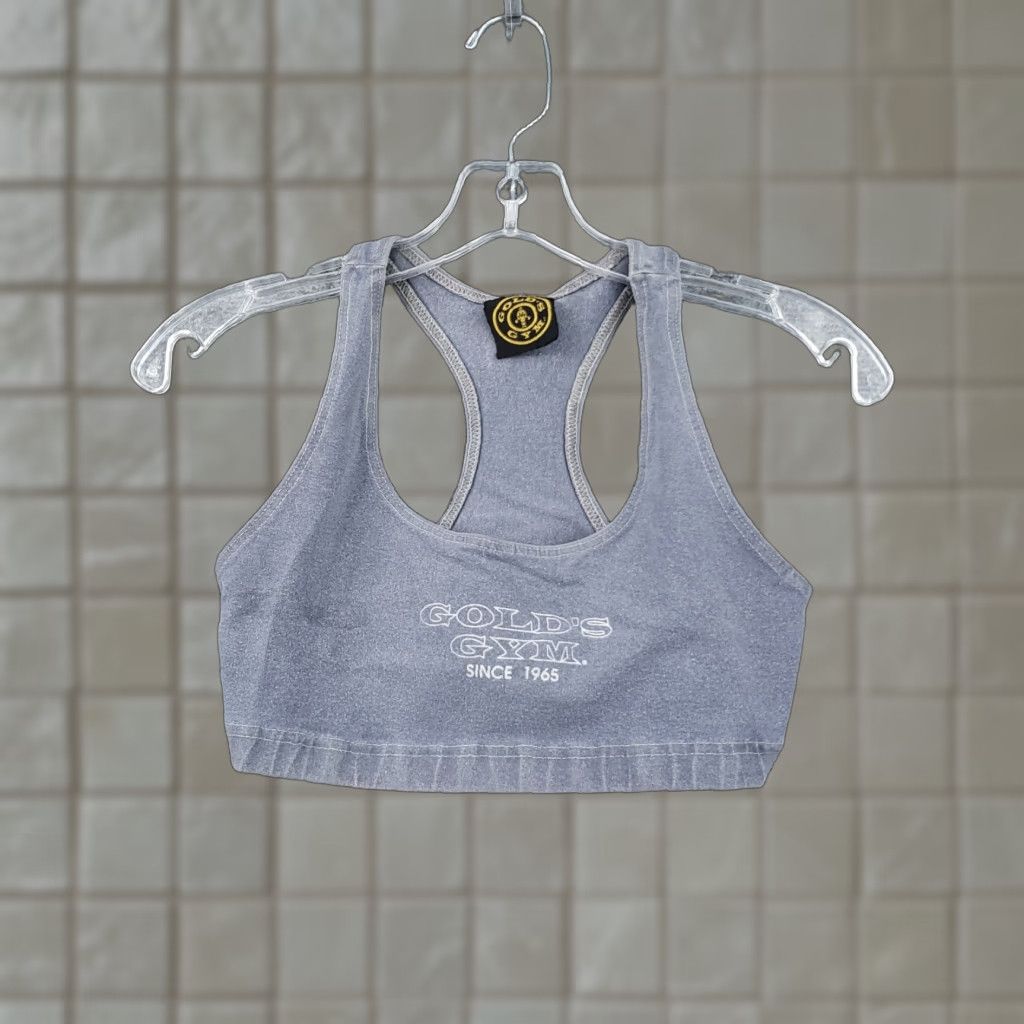 Vintage Golds Gym Sports Bra Womens Xs Gray Racerback Low Impact Stretch Activewear in Grey