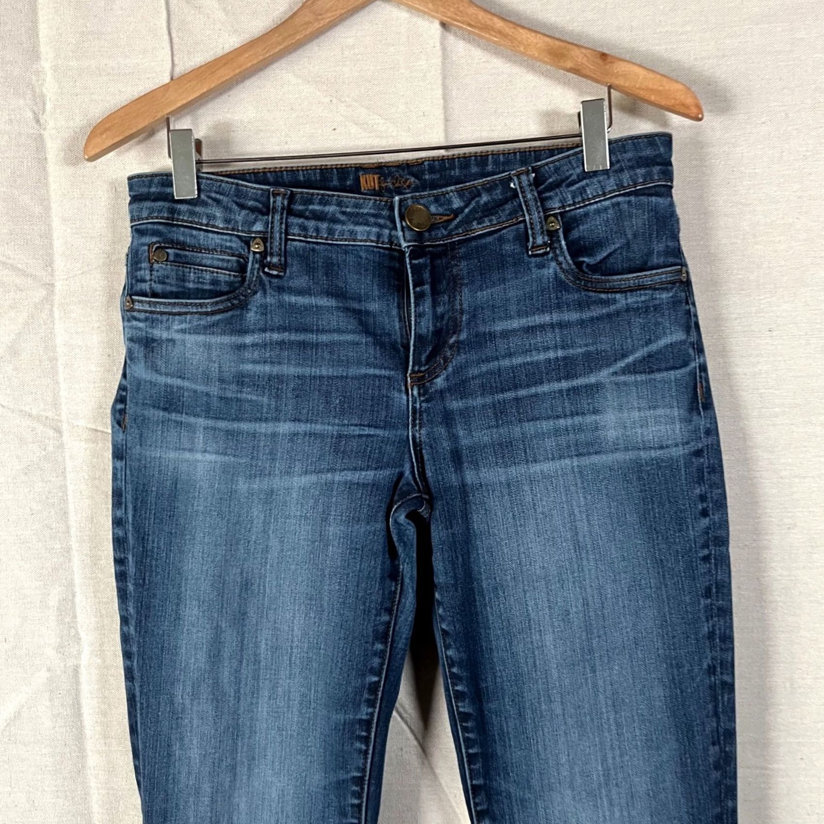 Vintage KUT from the Kloth Catherine Slim Boyfriend Jeans Womens Size 4 Blue Wash Denim Pockets Button Zip Size 27" / US 4 / IT 40 - 2 Thumbnail