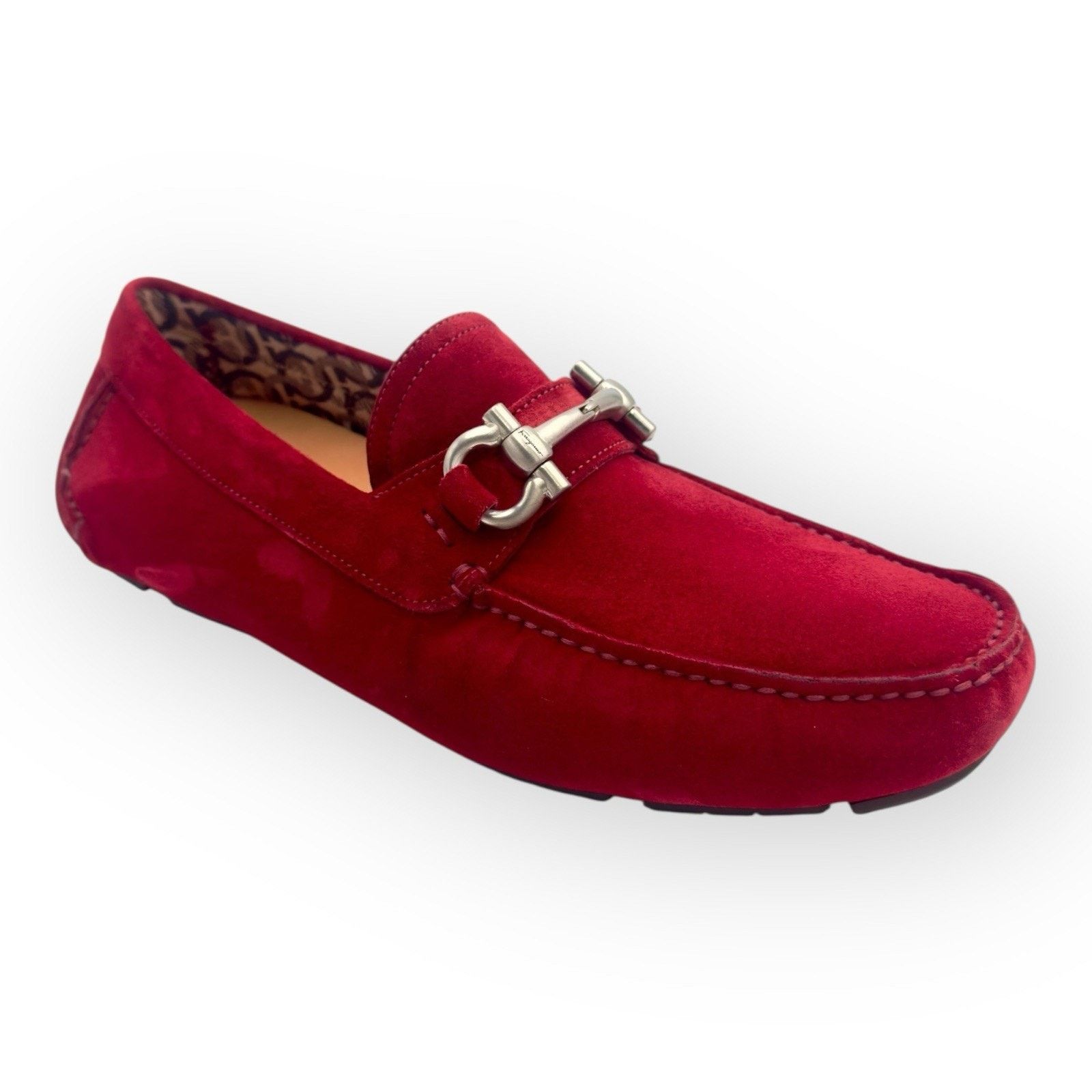 Salvatore Ferragamo Ferragamo Suede Loafers with Gancini In Red 7.5UK 8.5US Size US 8.5 / EU 41-42 - 3 Thumbnail