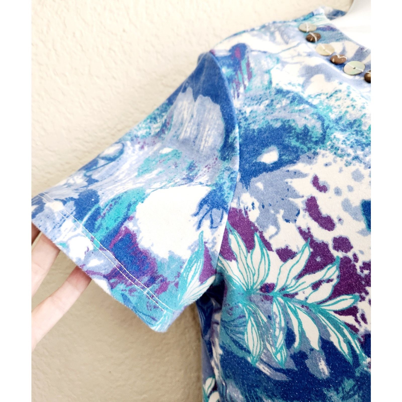 Other Rebecca Malone Blue White Floral Print Beading Detail Top M Size M / US 6-8 / IT 42-44 - 3 Thumbnail