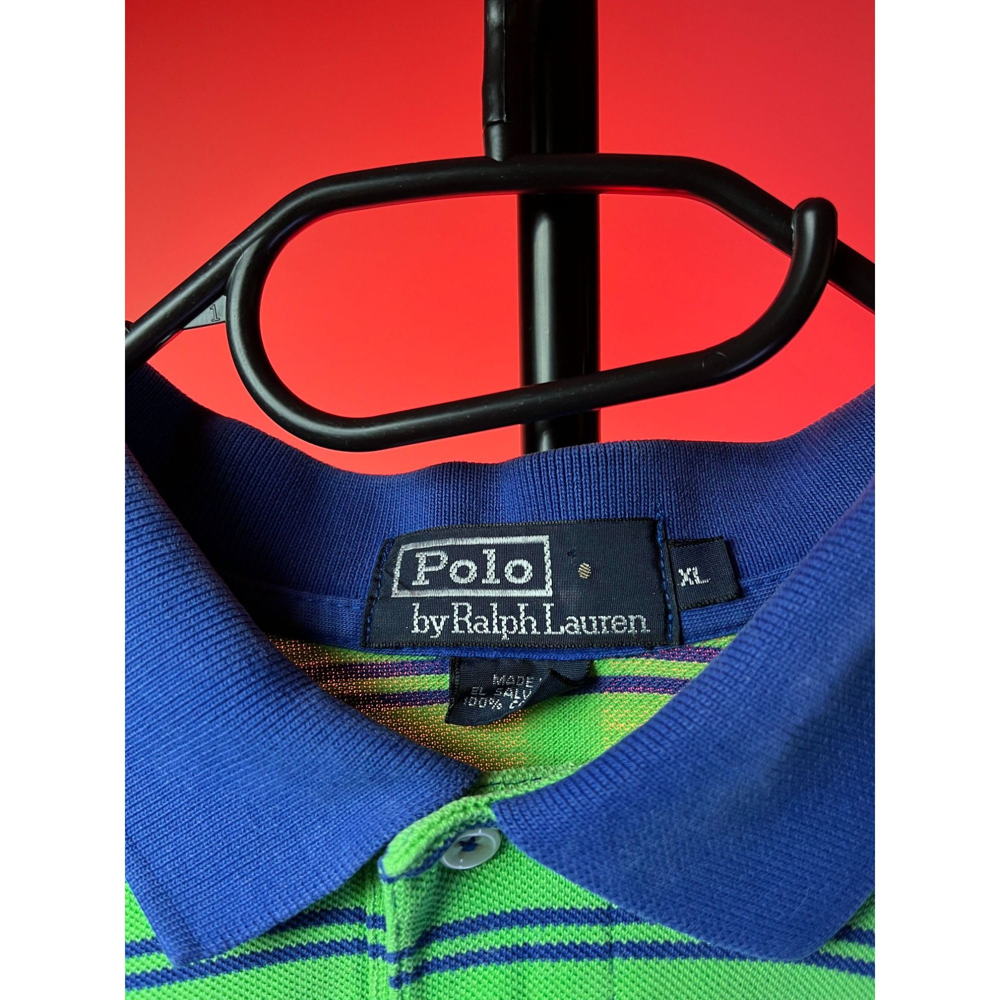 Ralph Lauren × Vintage Vintage Ralph Lauren Polo Shirt Green Blue Stripe XL USA Size US XL / EU 56 / 4 - 3 Thumbnail