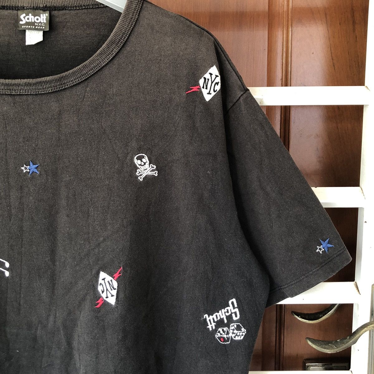 Schott × Vintage Schott N.Y.C. Allover emrbrodery dice oversized tshirt Size US XL / EU 56 / 4 - 3 Thumbnail