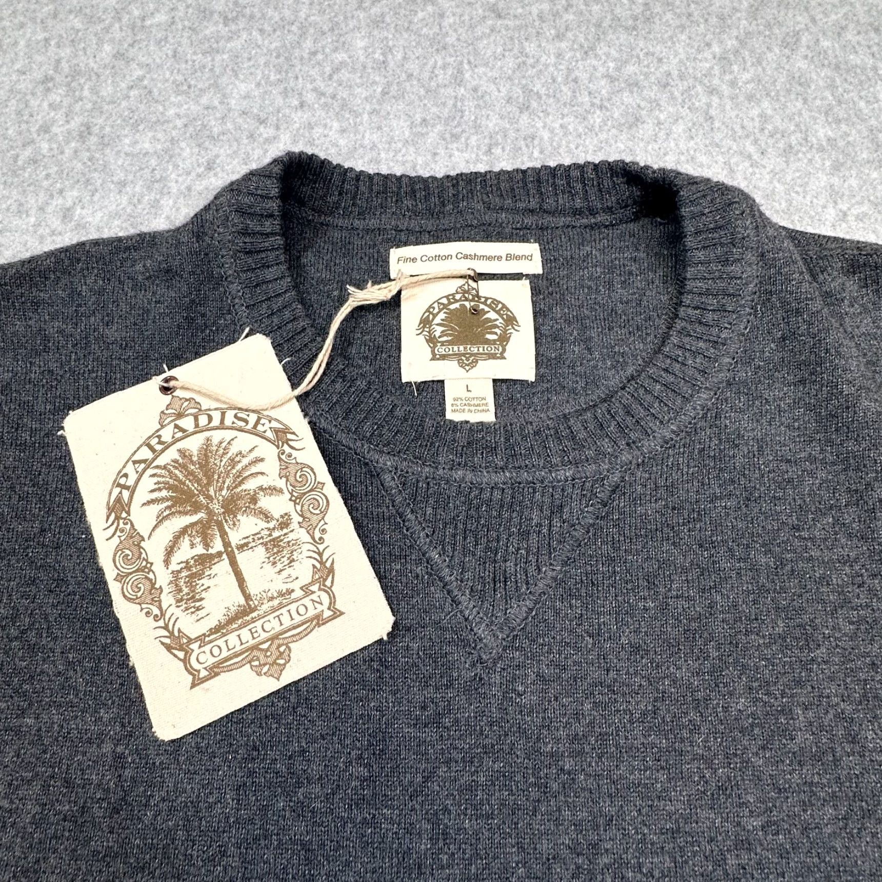 Vintage Paradise Collections Mens Large Long Gray Knit Sweater NWT Cotton Cashmere Paradise Collections Mens Large Long Gray Knit Sweater NWT Size US L / EU 52-54 / 3 - 3 Thumbnail