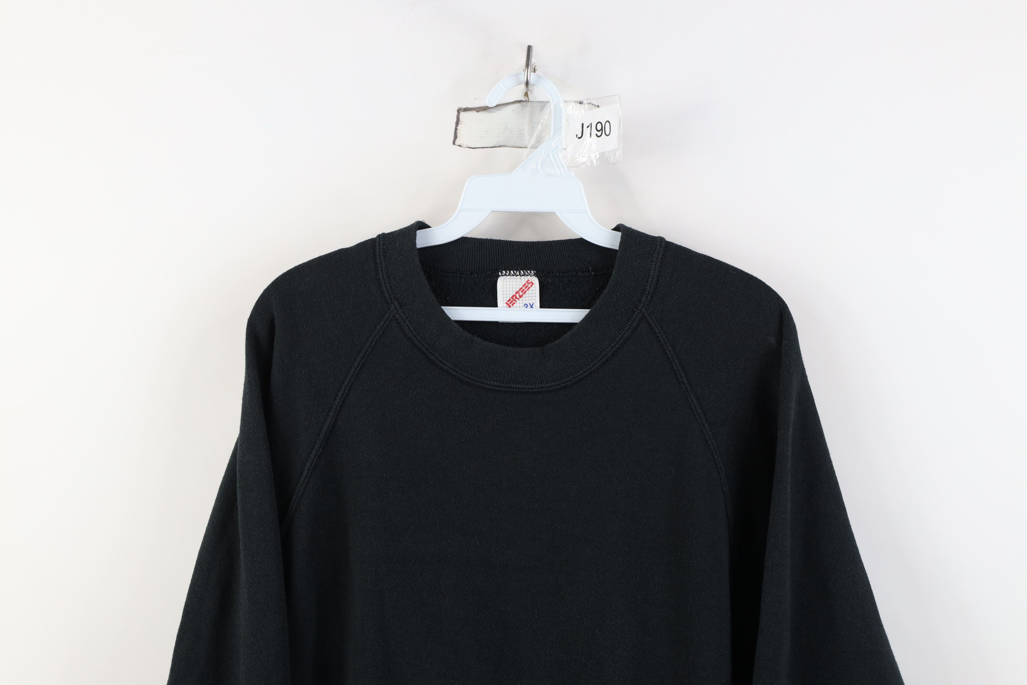 Vintage Vintage 90s Streetwear Blank Crewneck Sweatshirt Black USA Size XXL / US 16-18 / IT 52-54 - 2 Thumbnail