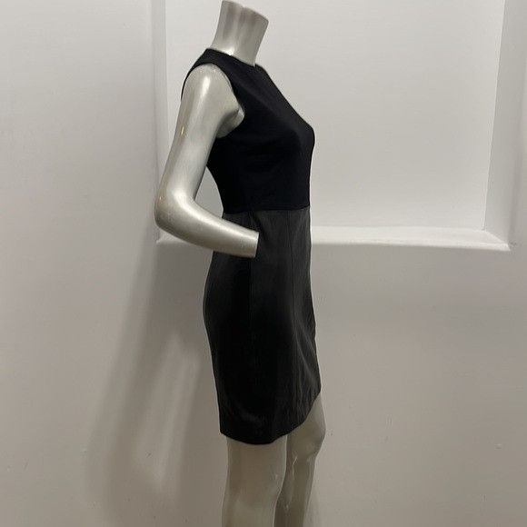 Vince Vince Sleeveless Leather Ponte Combo Sheath Dress Black Size Size XS / US 0-2 / IT 36-38 - 6 Thumbnail