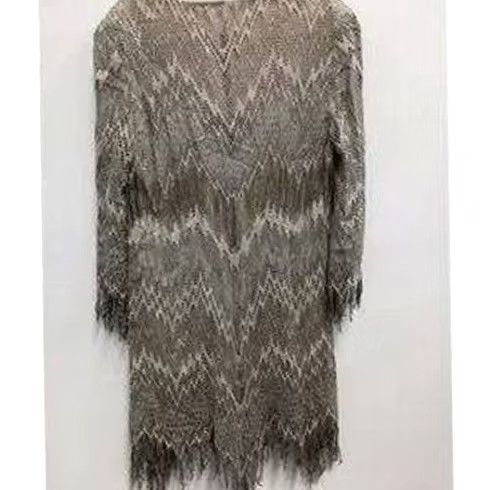 Vintage VINTAGE Damianou Mini Dress Women M Silver Metallic Lace Fringe Glam Formal 70s Flapper Great Gatsby Night Party Cocktail Wedding Womens Size M / US 6-8 / IT 42-44 - 7 Thumbnail
