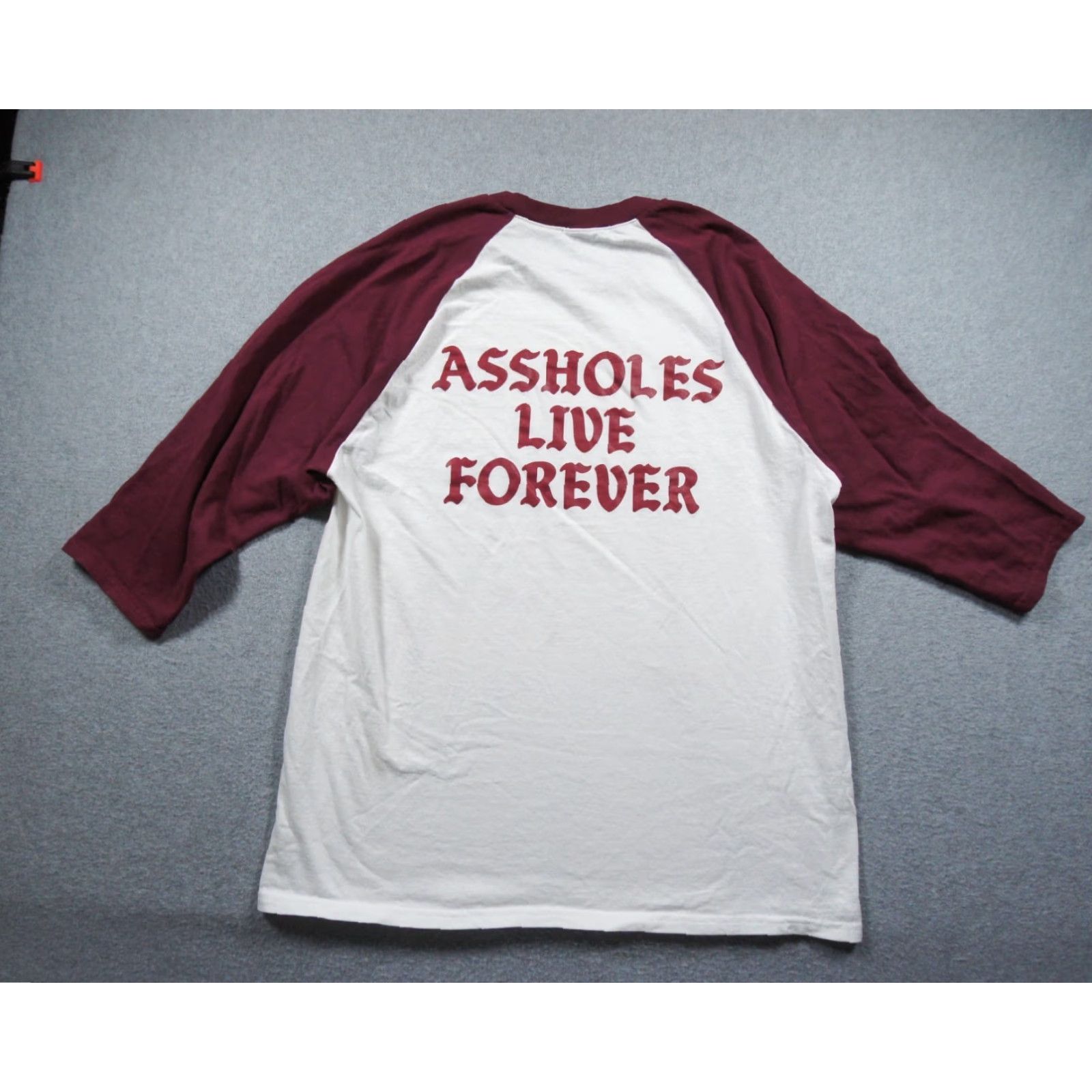 Olive Assholes*s Live Forever Shirt Mens Large White Ragle 3/4 Sleeve Streetwear Adult Size US L / EU 52-54 / 3 - 4 Thumbnail