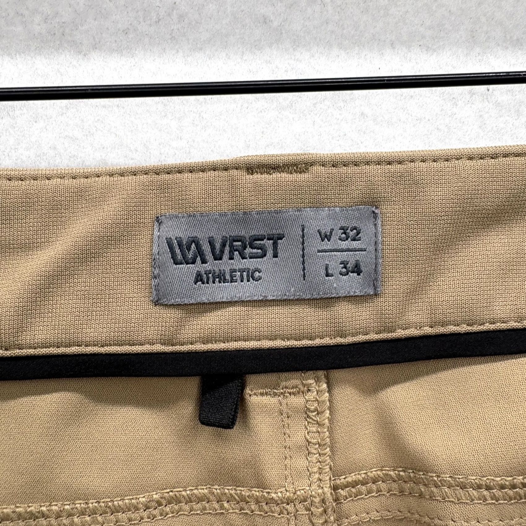 Vintage VRST Athletic 5-Pocket Pants Mens 32x32 Khakis Beige Stretch Straight Front Zipper Logo Pockets Casual Slim Fit Size US 32 / EU 48 - 4 Thumbnail