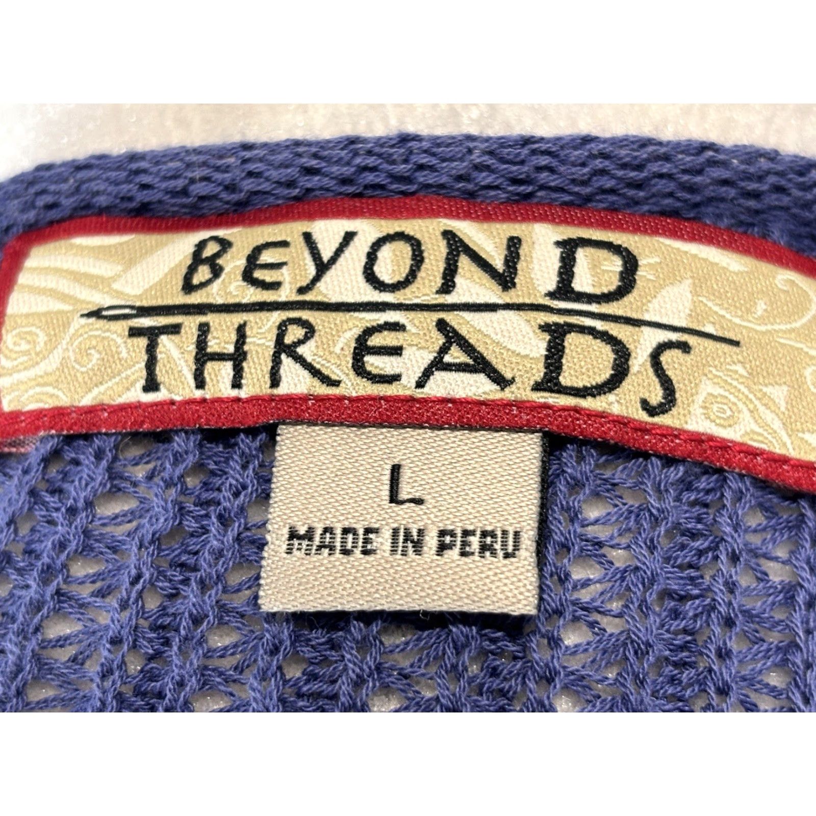 Vintage VINTAGE Beyond Threads Peru Cardigan Sweater Woman Large Blue V-Neck Pima Cotton Knit Women, Cardigan, Blue, L, 100% Pima-Bamboo Blend Size L / US 10 / IT 46 - 7 Thumbnail