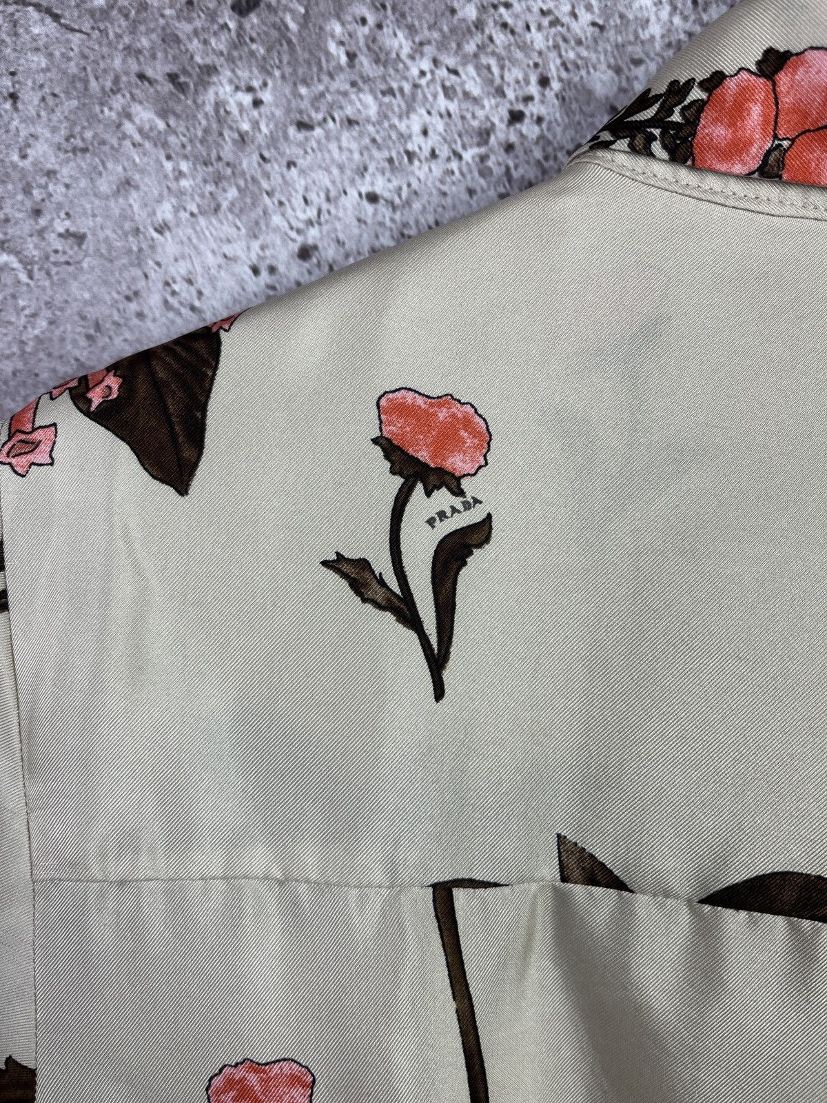 Prada Prada Milano Floral Silk Shirt Beige Size XL / US 12-14 / IT 48-50 - 5 Thumbnail
