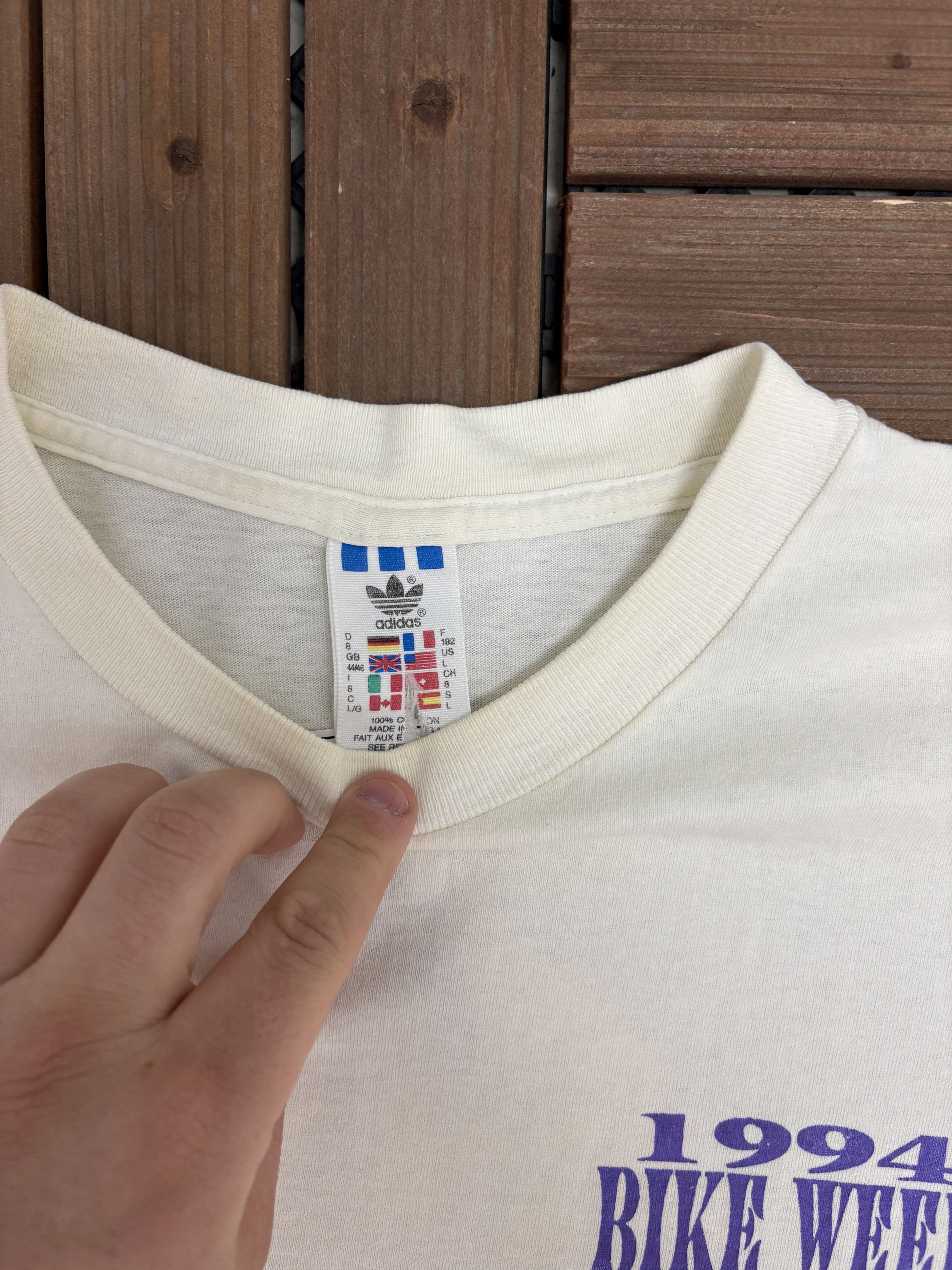 Adidas Daytona Beach Bike Week 1994 Vintage White T-Shirt Tee Size US L / EU 52-54 / 3 - 6 Thumbnail