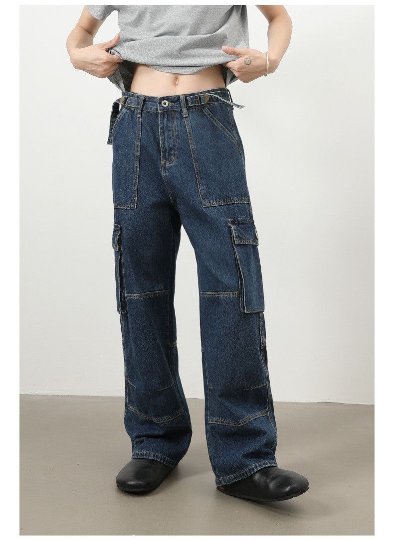 Jean Retro men's hip-hop loose straight wide-leg workwear jeans Size US 32 / EU 48 - 4 Thumbnail