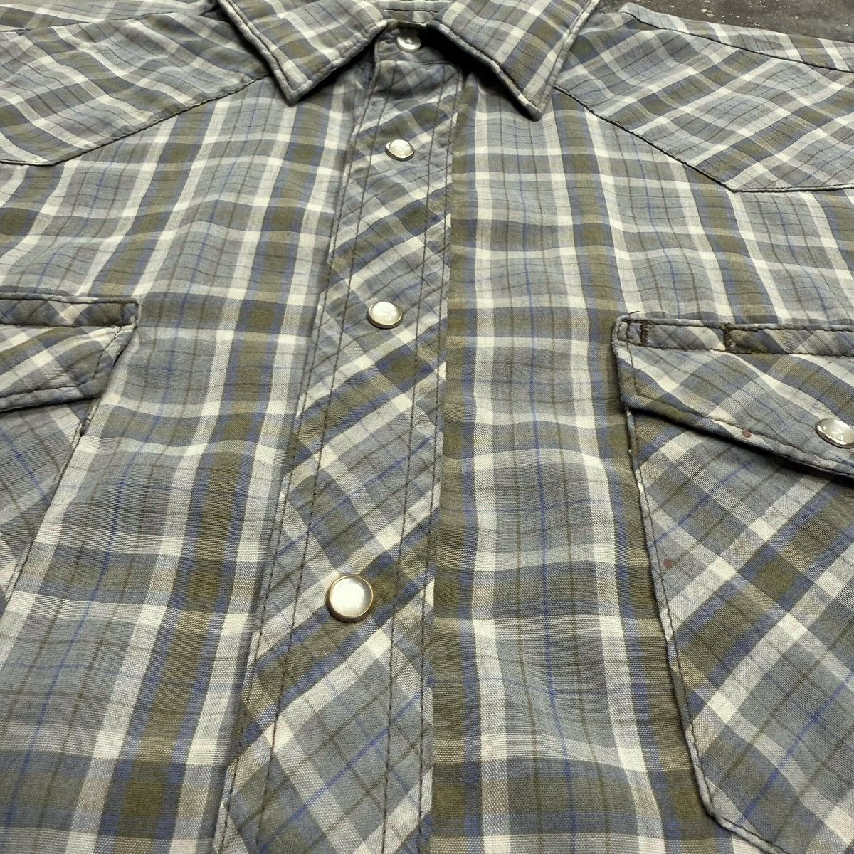 Wrangler Vintage Wrangler Brushpopper Pearl Snap Plaid Shirt Size US L / EU 52-54 / 3 - 3 Thumbnail