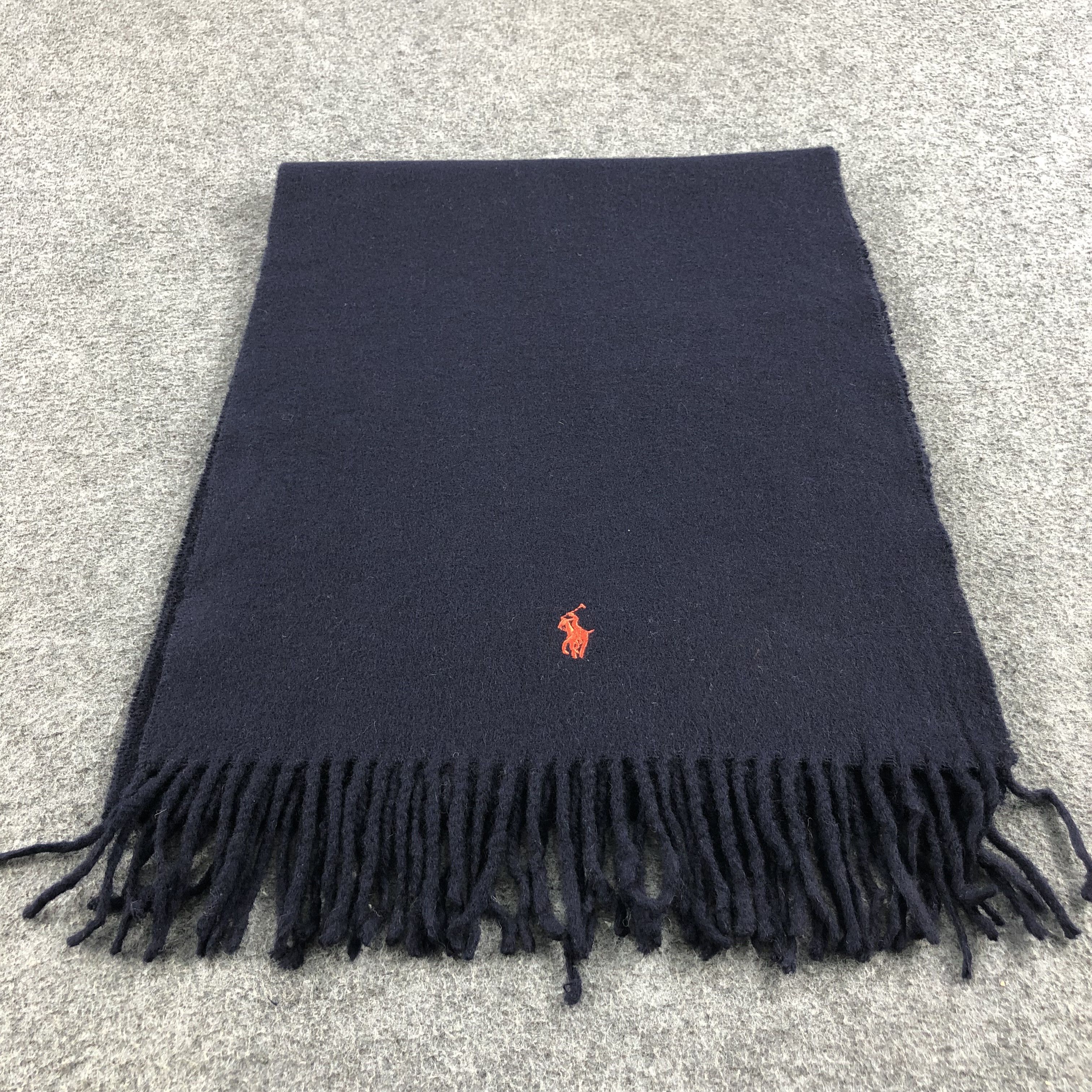 Polo Ralph Lauren Polo Ralph Lauren Navy Blue Wool Scarf Muffler V661 Size ONE SIZE - 2 Thumbnail