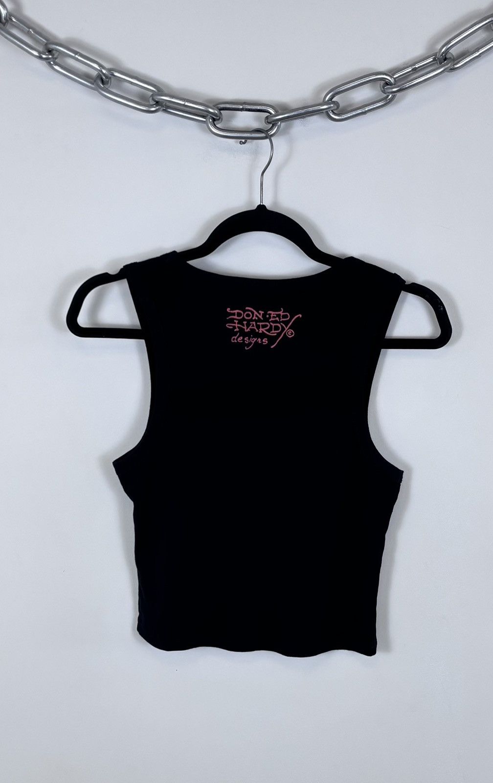 Ed Hardy Ed Hardy Y2K Women’s Black Death Before Ribbed Cropped Vest Size L / US 10 / IT 46 - 9 Thumbnail