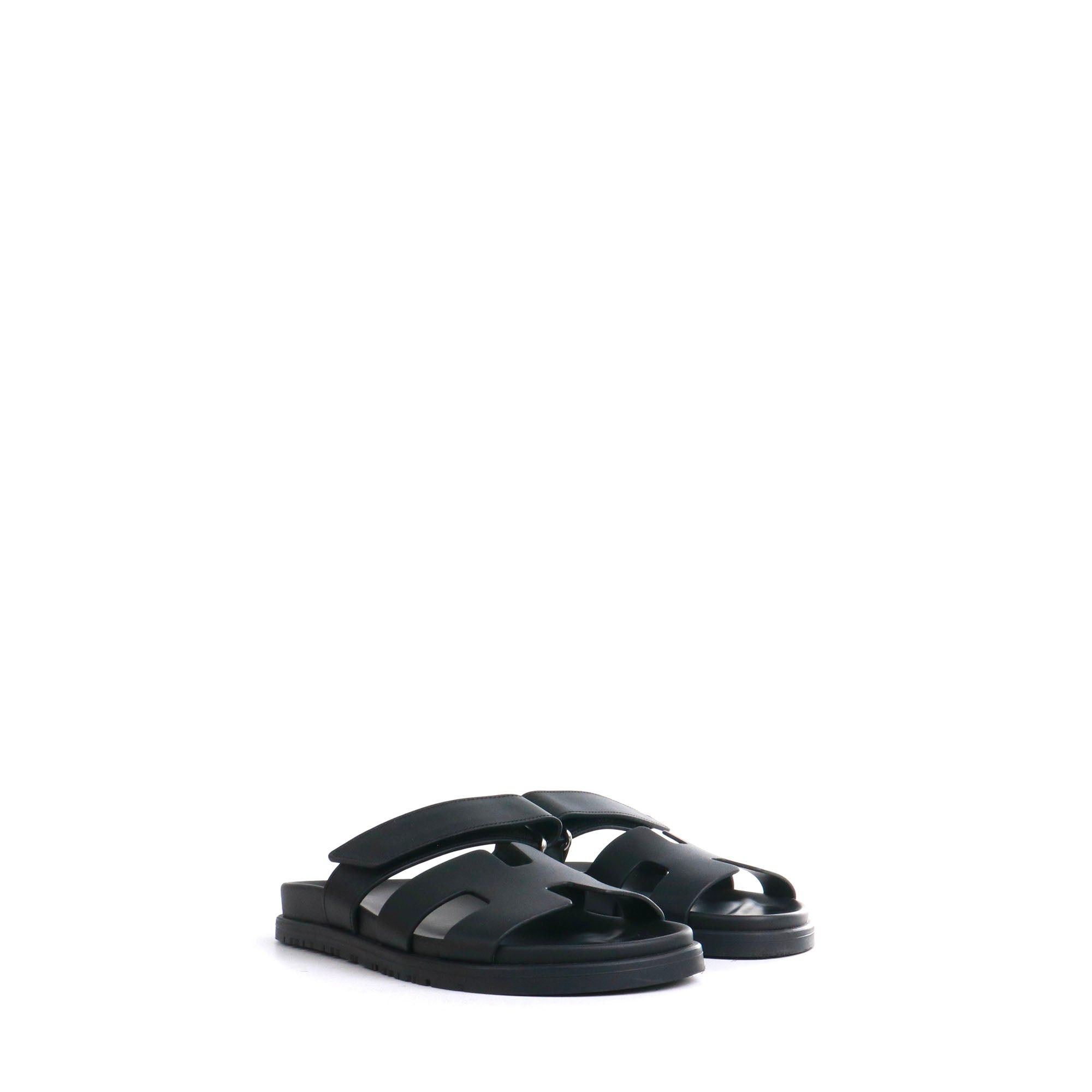Hermes HERMÈS - Chypre Hermès sandals in black smooth leather (T36) Size US 5 / IT 35 - 1 Thumbnail