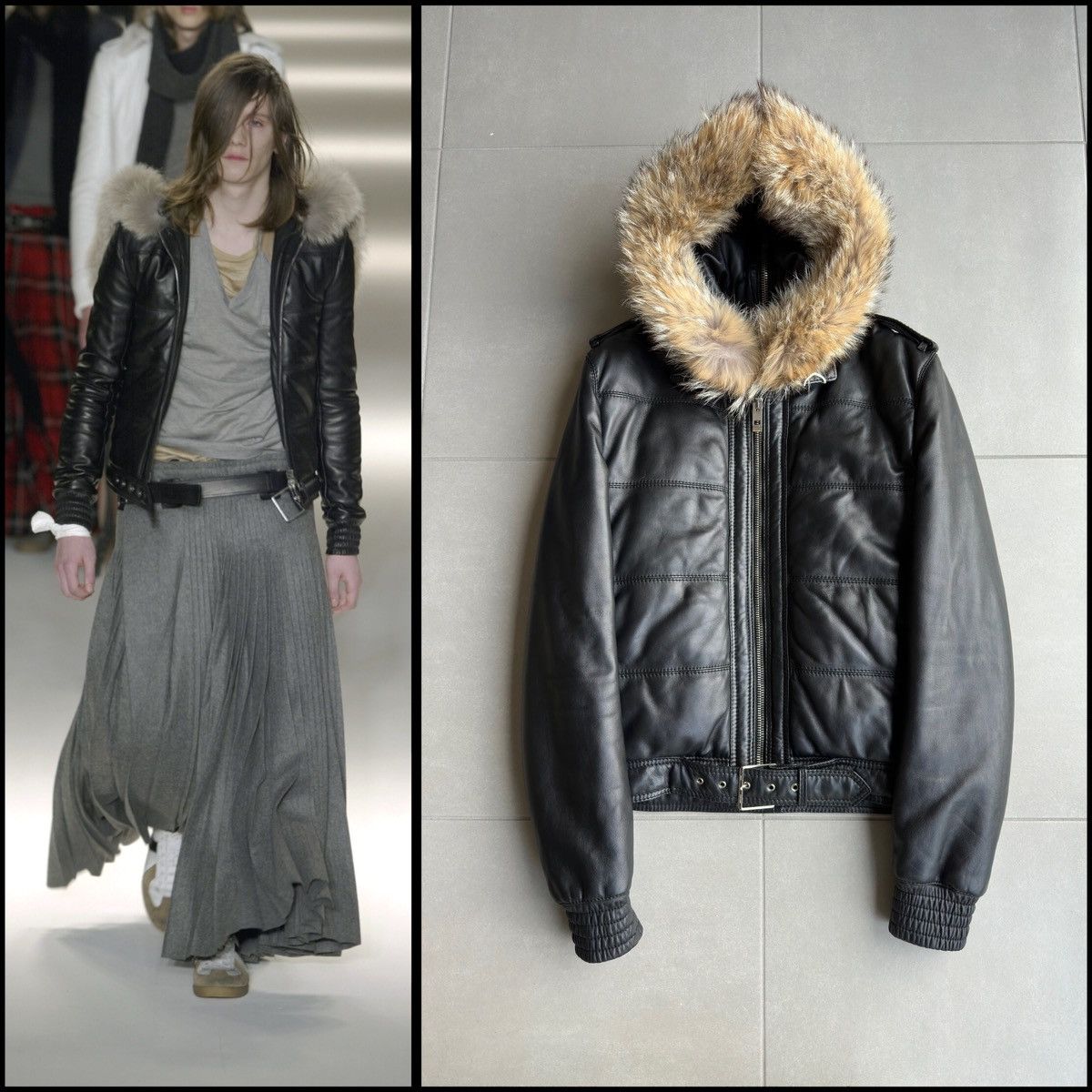 Dior × Hedi Slimane Dior Homme AW04 “VOTC” fur hooded leather