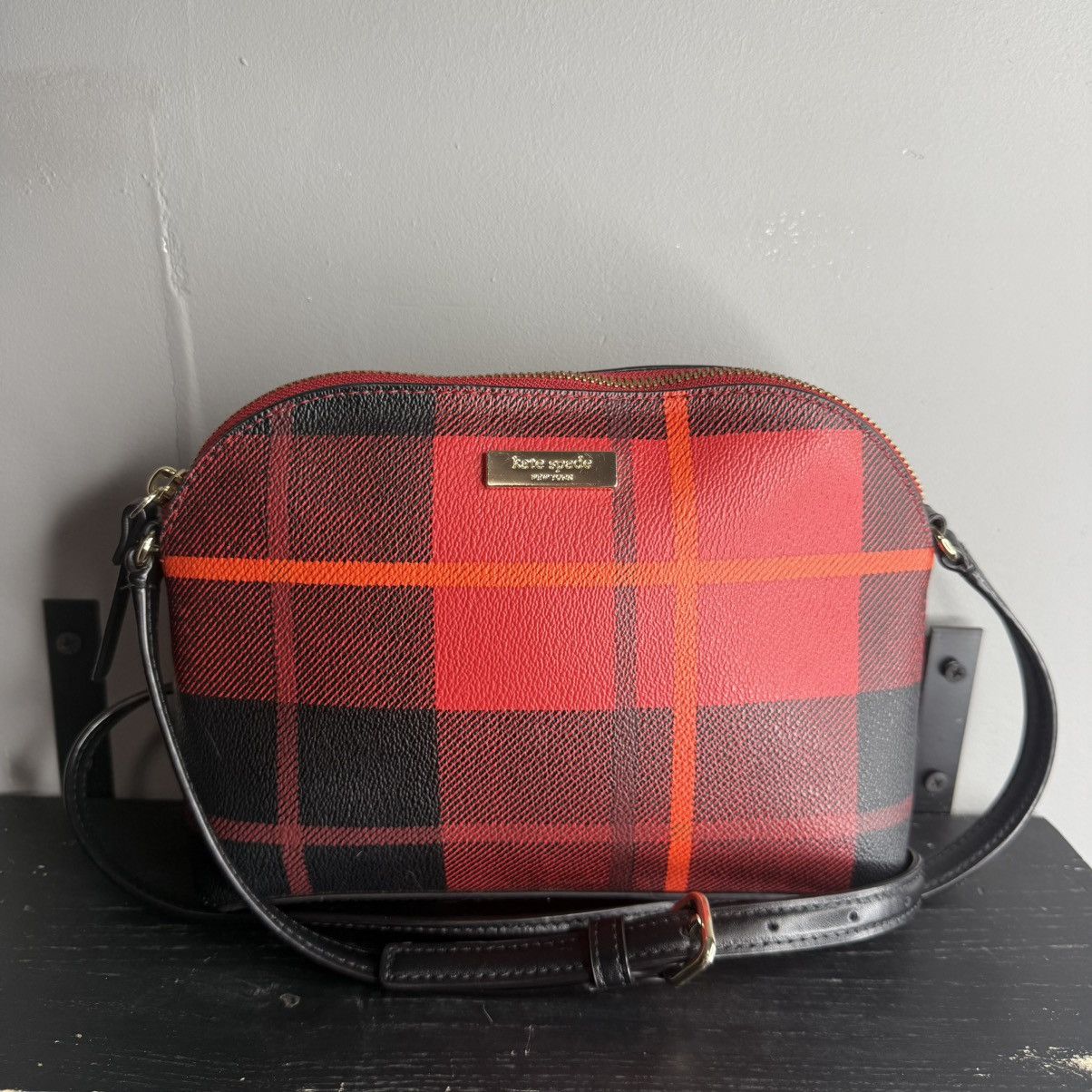 Kate Spade kate spade Red and Black Plaid Crossbody with Orange Accent Size ONE SIZE - 1 Thumbnail