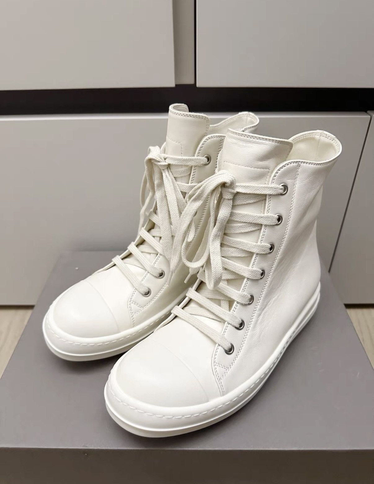 Rick Owens Rick Owens DRKSHDW Milk White High-Top Size US 7 / IT 37 - 3 Thumbnail