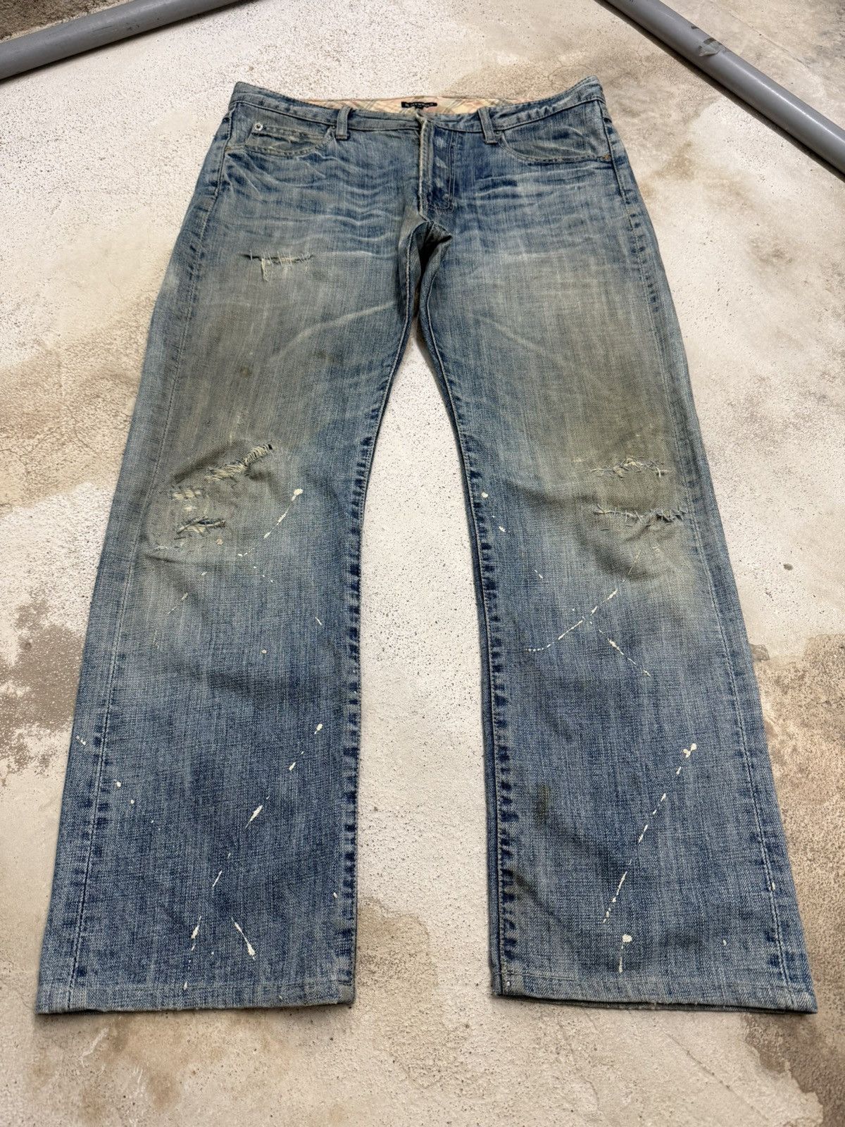 Japanese Brand R. Newbold Distressed Stitching Paint Splitter Denim Pants Size US 33 - 1 Thumbnail