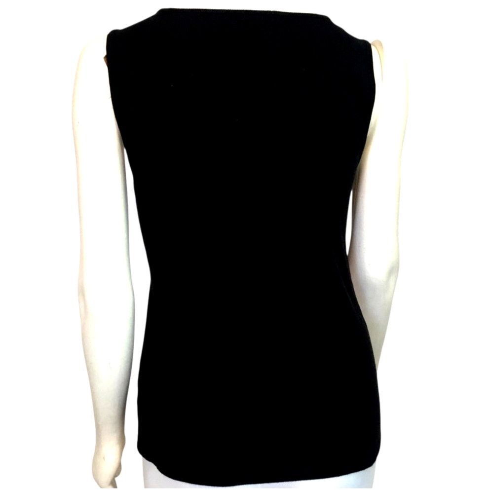 Lauren Ralph Lauren Lauren Ralph Lauren Knit Top Sleeveless V-Neck Black Large Size L / US 10 / IT 46 - 3 Thumbnail