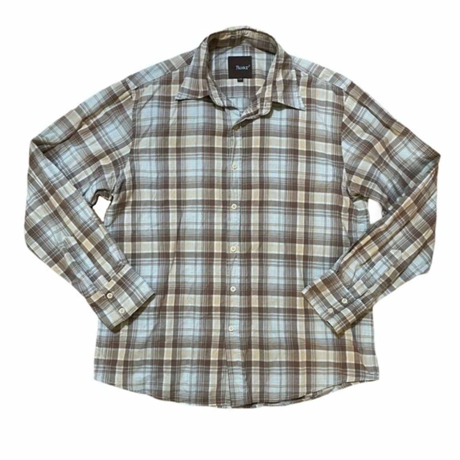 Roar Roar Plaid Long-Sleeve Button-Down Men’s Shirt Size US XL / EU 56 / 4 - 1 Thumbnail