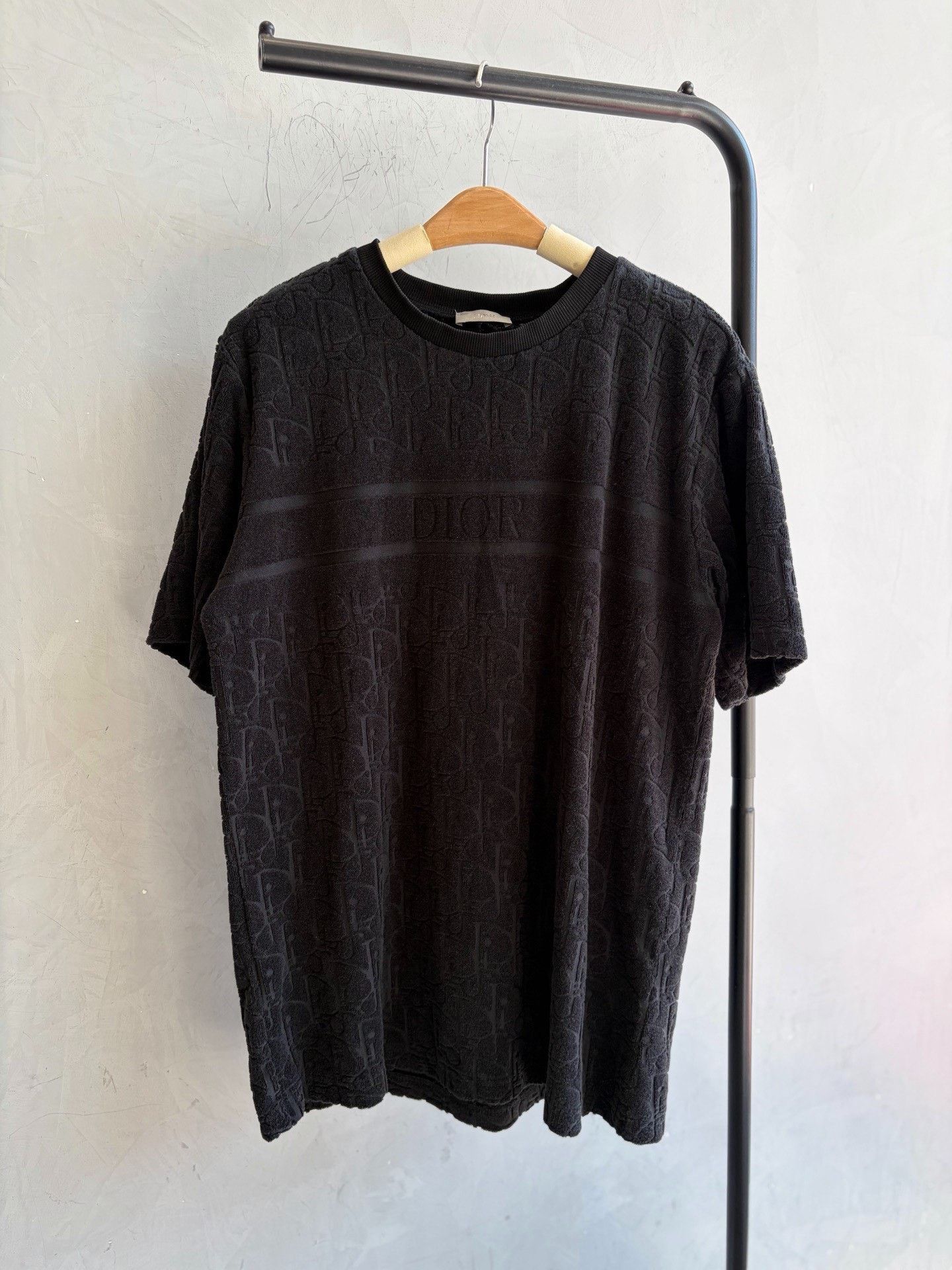 Dior Dior Black Terry Cloth Embossed Logo Tee Size US S / EU 44-46 / 1 - 1 Thumbnail