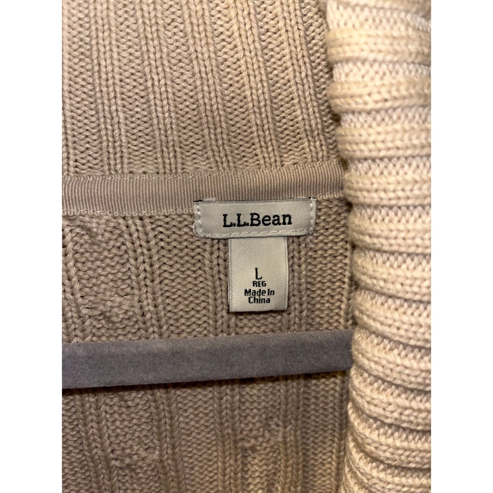Vintage VINTAGE LL Bean Women's Cardigan Sweater 90s Cable Knit Long Sleeve Beige L, Casual, Workwear Size L / US 10 / IT 46 - 3 Thumbnail