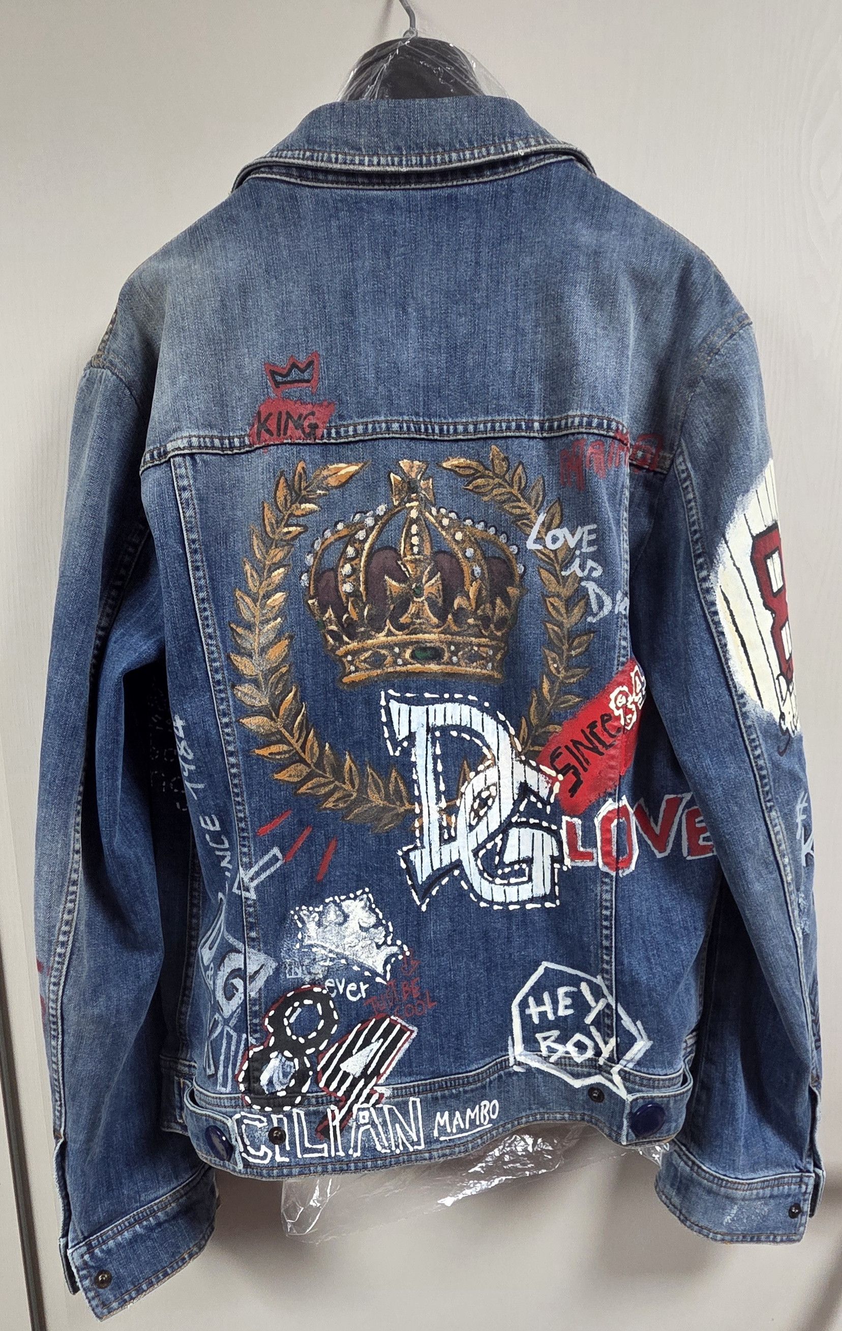Dolce & Gabbana Dolce And Gabbana Blue Denim Drawing Jacket 48 Size!!! Size US M / EU 48-50 / 2 - 6 Thumbnail