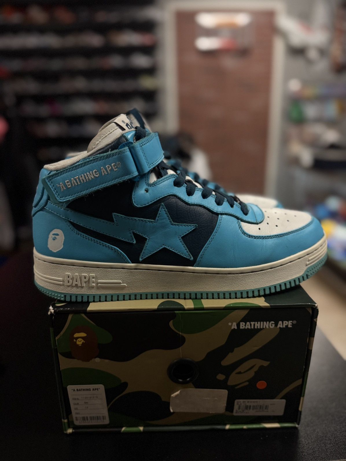 Bape Bapesta High Top Sneakers Size 12US BLUE W BOX Size US 12 / EU 45 - 14 Thumbnail