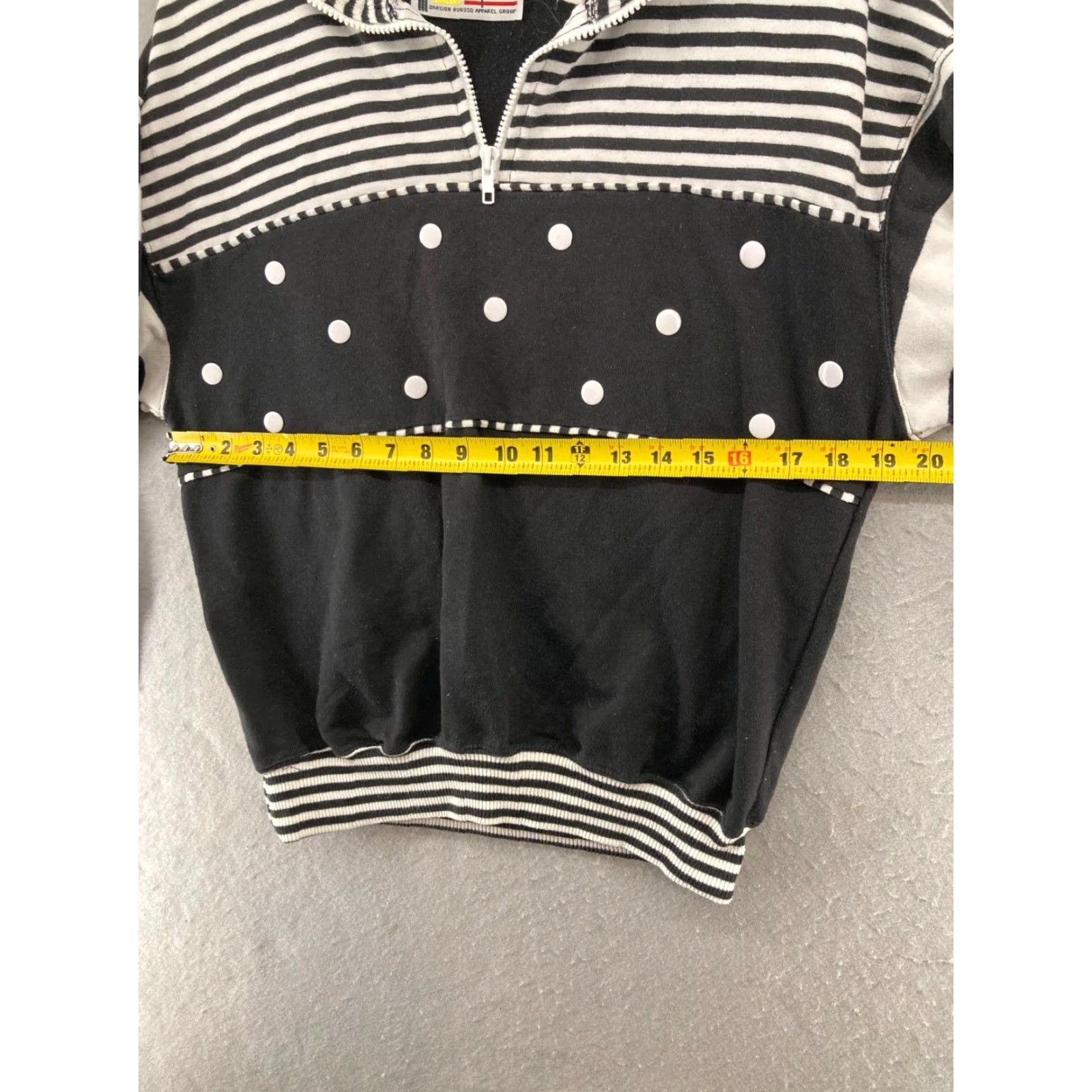 C&A VINTAGE C&A Pullover Shirt Womens Medium Black 90s 80s 1/4 Zip Polka Dot Balloon Sleeve Size M / US 6-8 / IT 42-44 - 2 Thumbnail