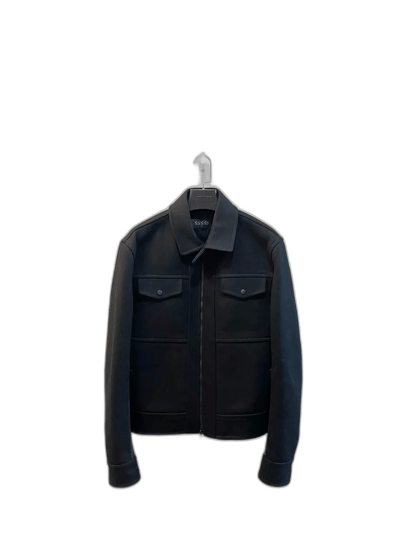Gucci gucci black wool leather jacket Size US L / EU 52-54 / 3 - 1 Thumbnail