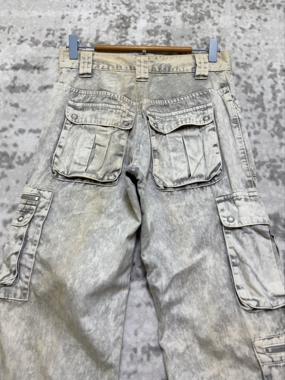 Morgan Homme Y2k Morgan Homme Grey Acid Wash Cargo Sun Faded Denim Size US 28 / EU 44 - 10 Thumbnail