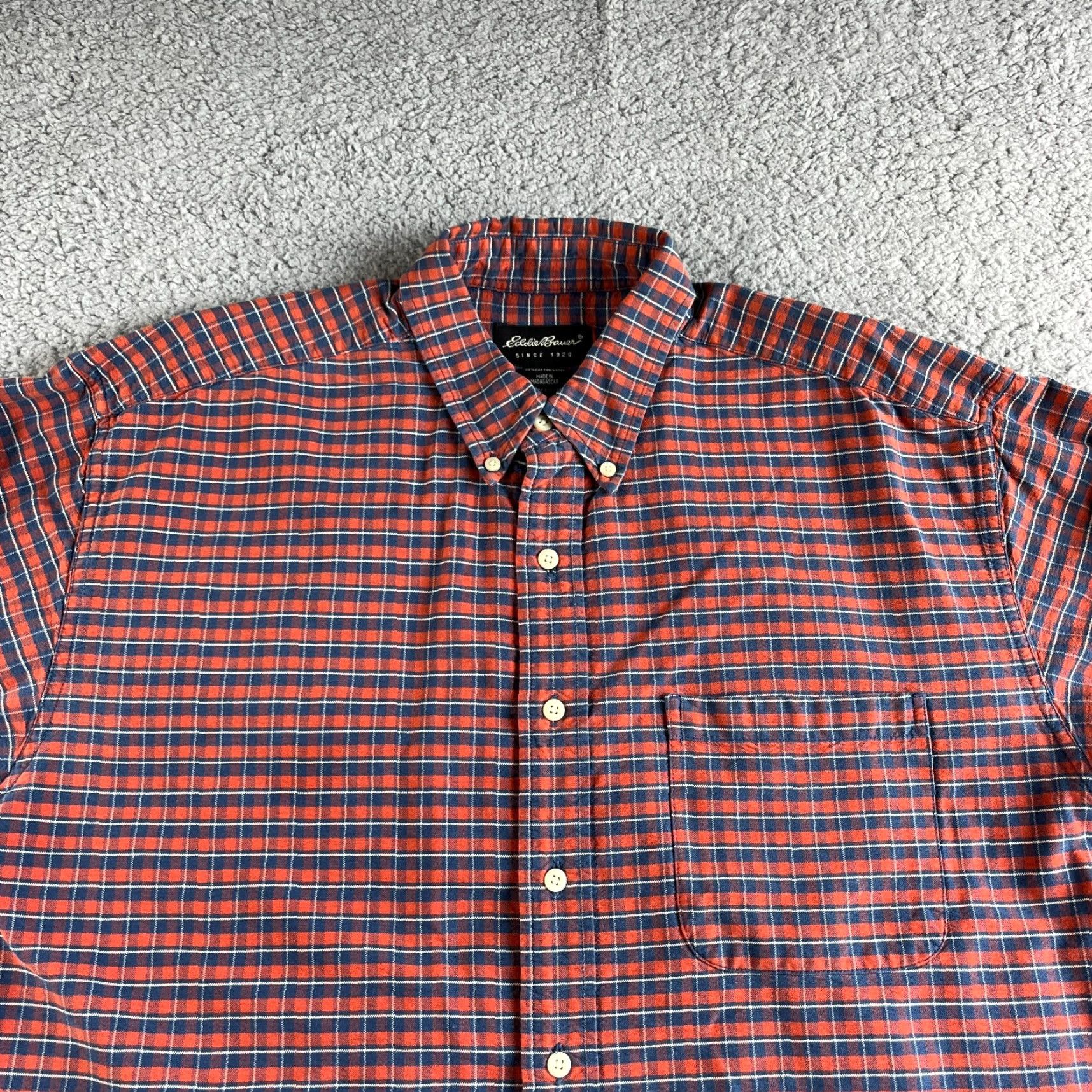 Eddie Bauer VINTAGE Eddie Bauer Shirt Mens L Red Blue Plaid Button-Up Casual Workwear Shirt (No tag) Size US L / EU 52-54 / 3 - 2 Thumbnail