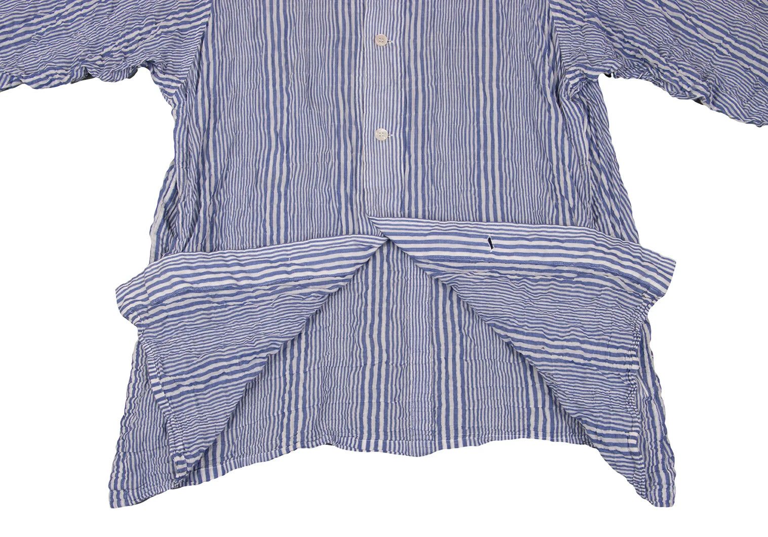 Yohji Yamamoto Yohji Yamamoto Wrinkled Stripe Long Shirt Blue White Size US M / EU 48-50 / 2 - 14 Thumbnail